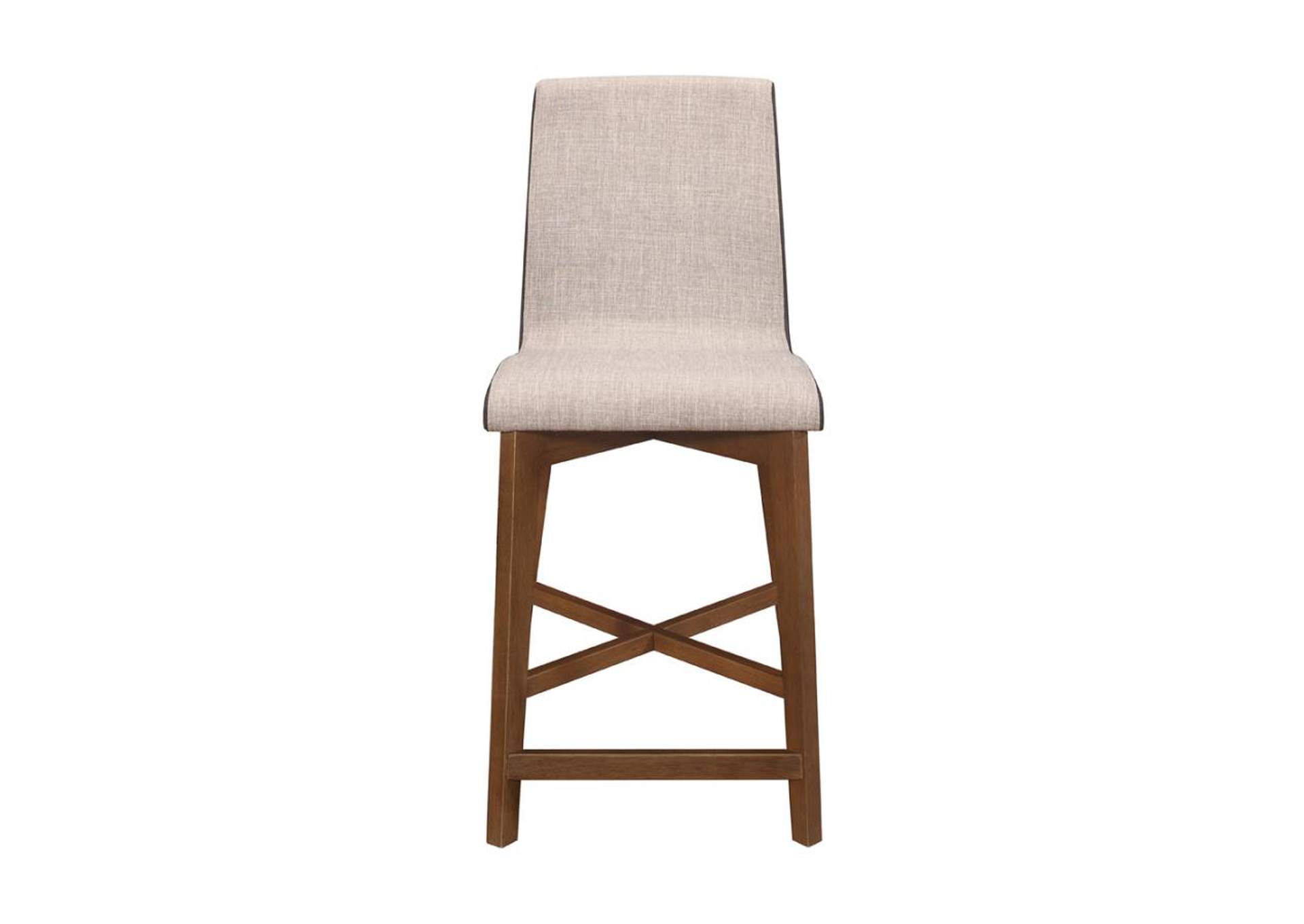 Logan Upholstered Counter Height Stools Light Grey And Natural Walnut (Set Of 2),Coaster Furniture