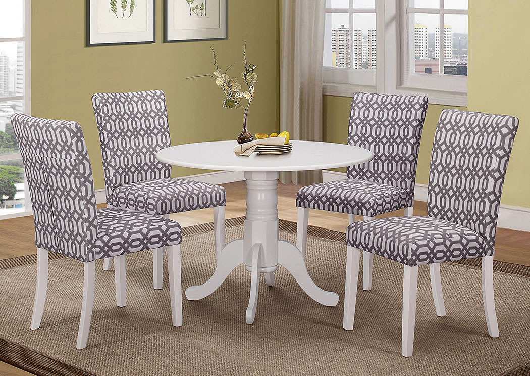 White Table w/ 4 Side Chairs,ABF Coaster Furniture