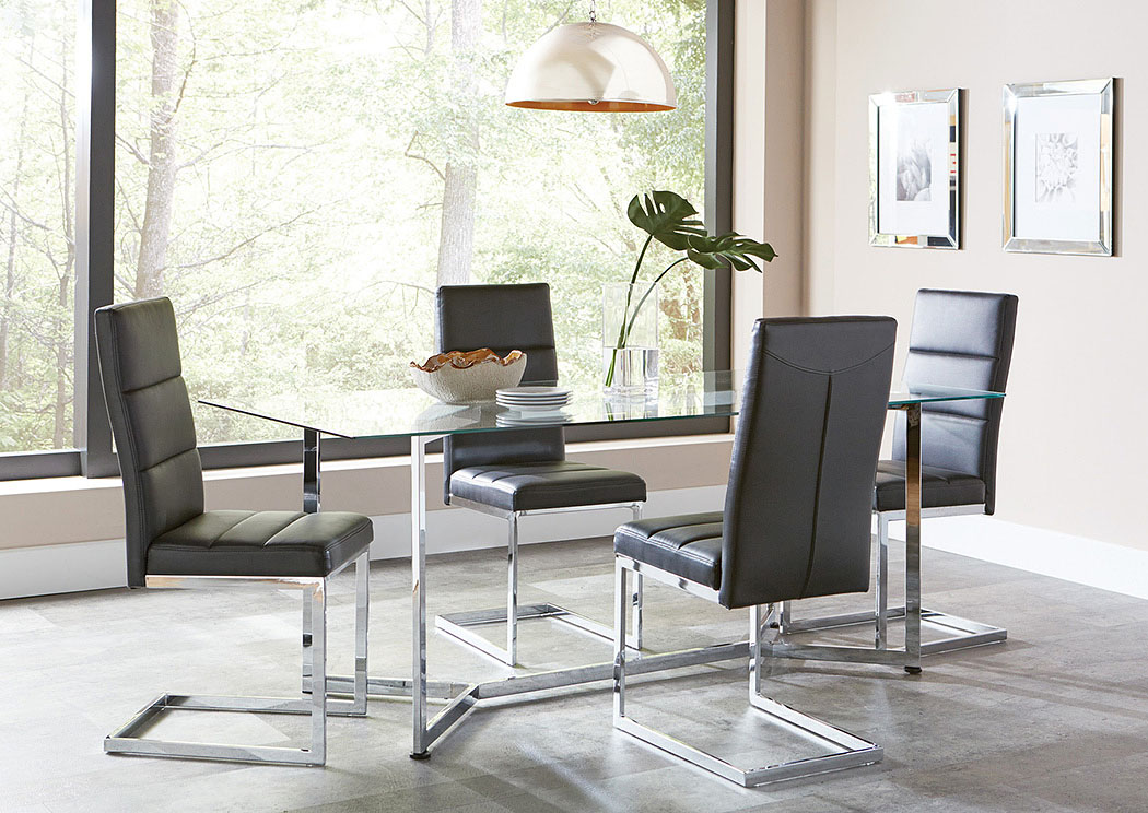 Chrome Dining Table w/4 Side Chairs,ABF Coaster Furniture