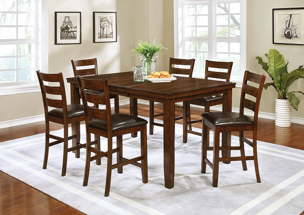 Golden Brown Counter Height Table w/6 Counter Height Chairs,ABF Coaster Furniture