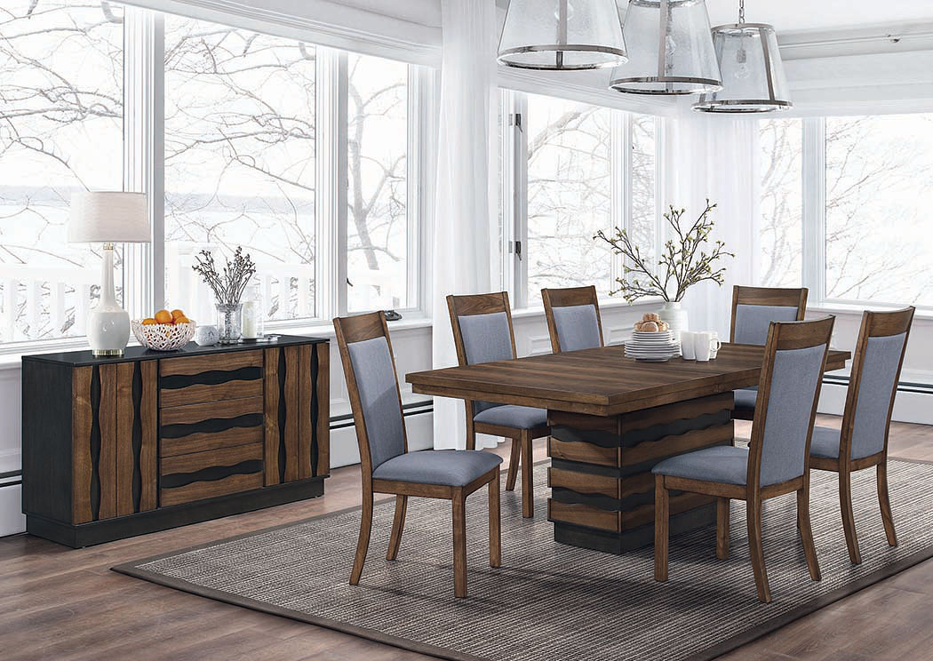 Coffee/Sappy Walnut Dining Table w/6 Side Chairs,ABF Coaster Furniture