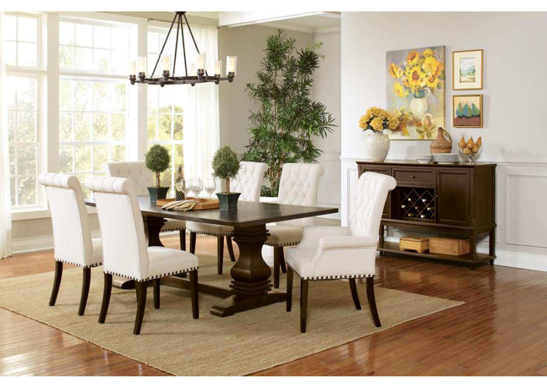 Parkins Double Pedestals Dining Table Rustic Espresso Brothers Fine