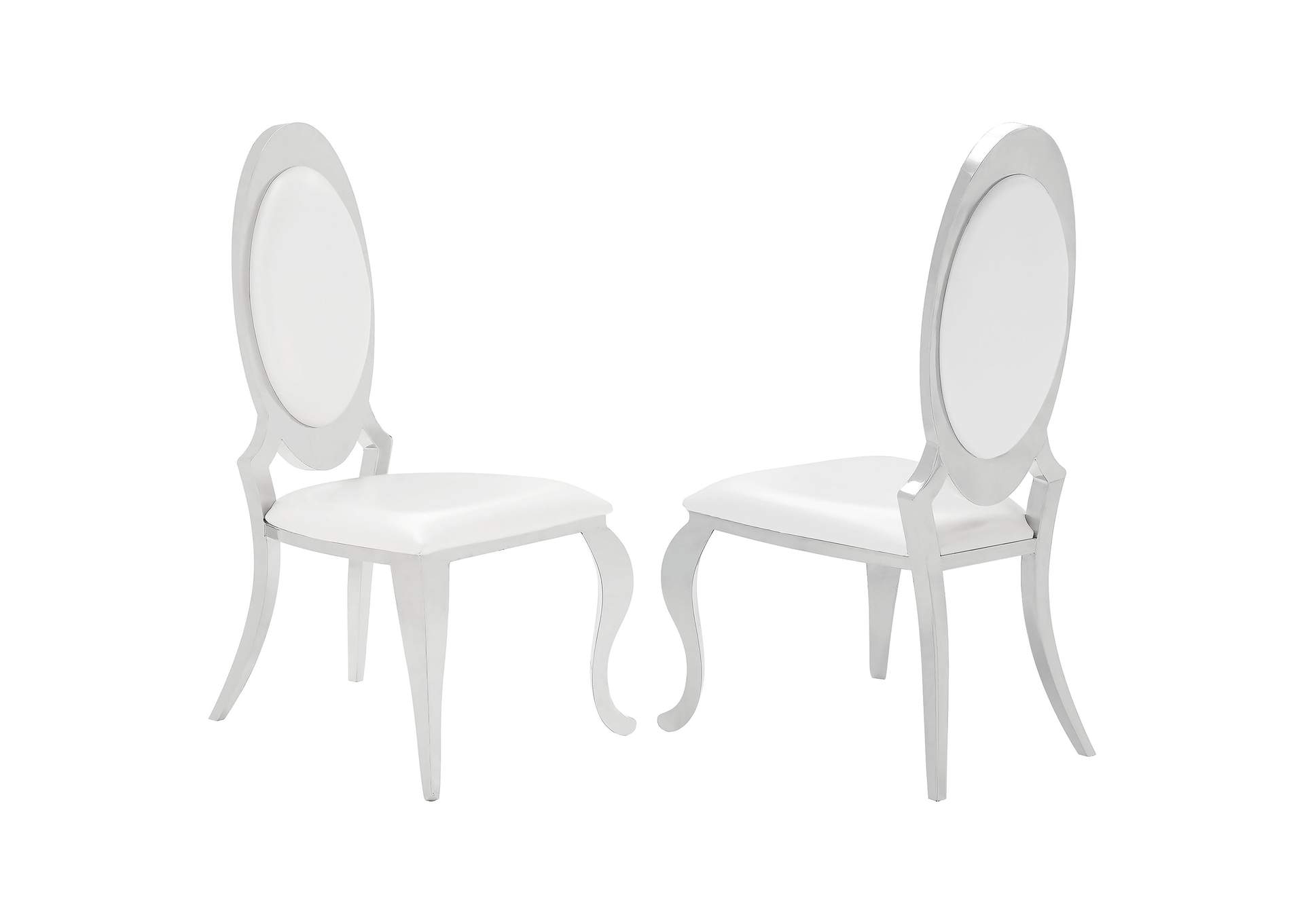 Antoine Oval Back Side Chairs Cream and Chrome (Set of 2),Coaster Furniture