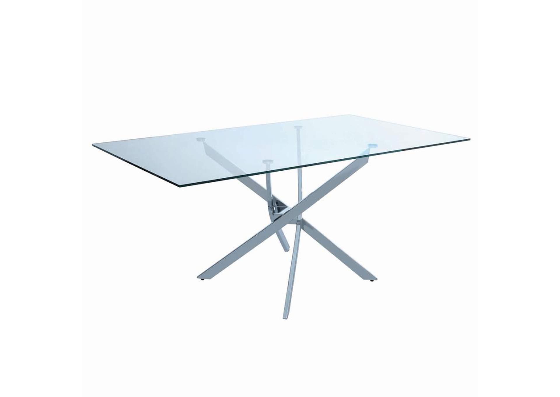 Carmelo X-Shaped Dining Table Chrome And Clear,Coaster Furniture