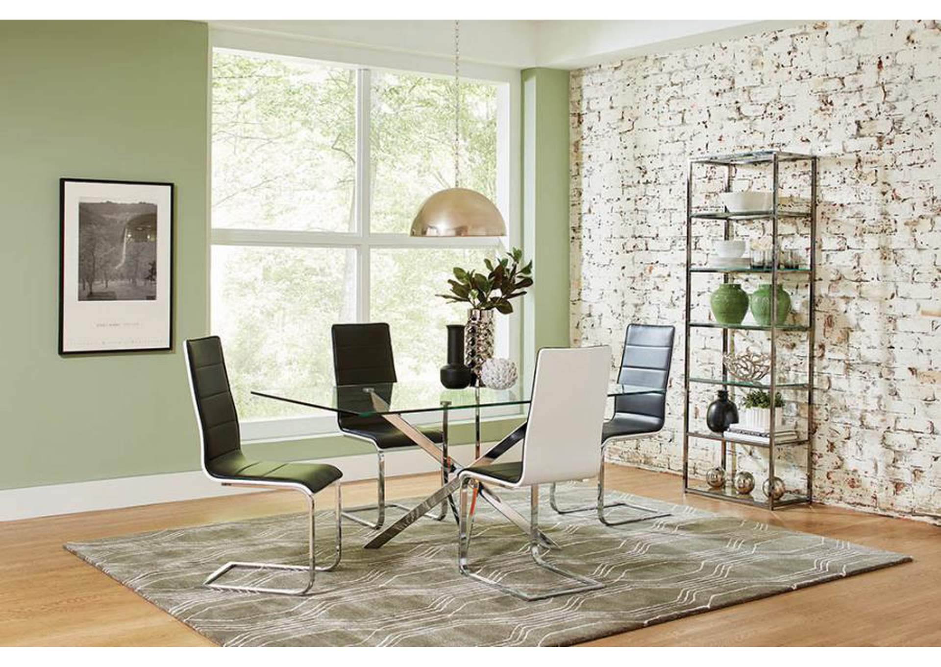 Carmelo X-shaped Dining Table Chrome and Clear,Coaster Furniture