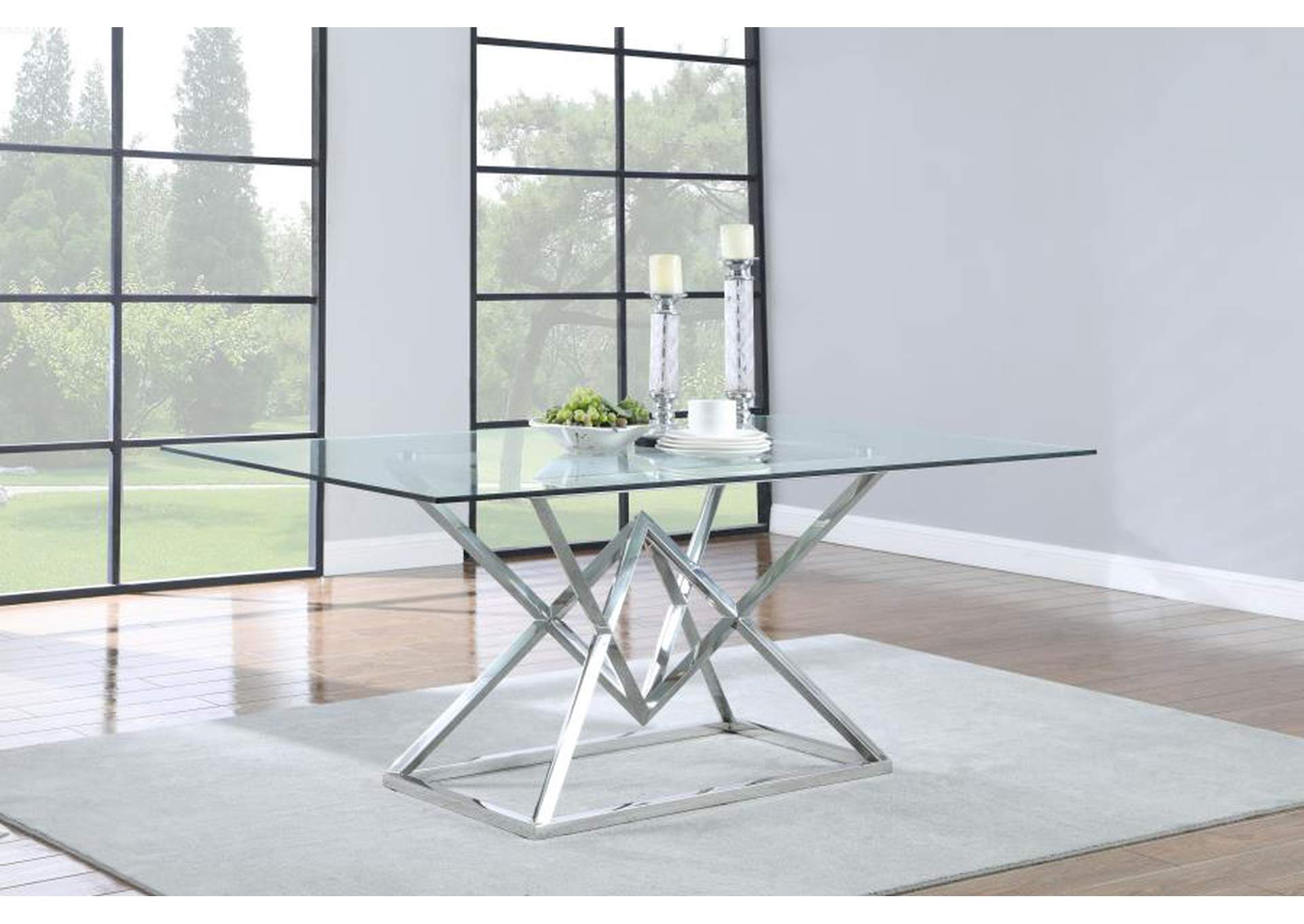 Beaufort Rectangle Glass Top Dining Table Chrome,Coaster Furniture