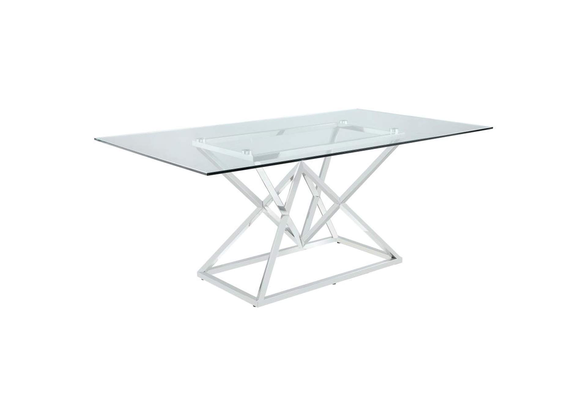 Beaufort Rectangle Glass Top Dining Table Chrome,Coaster Furniture