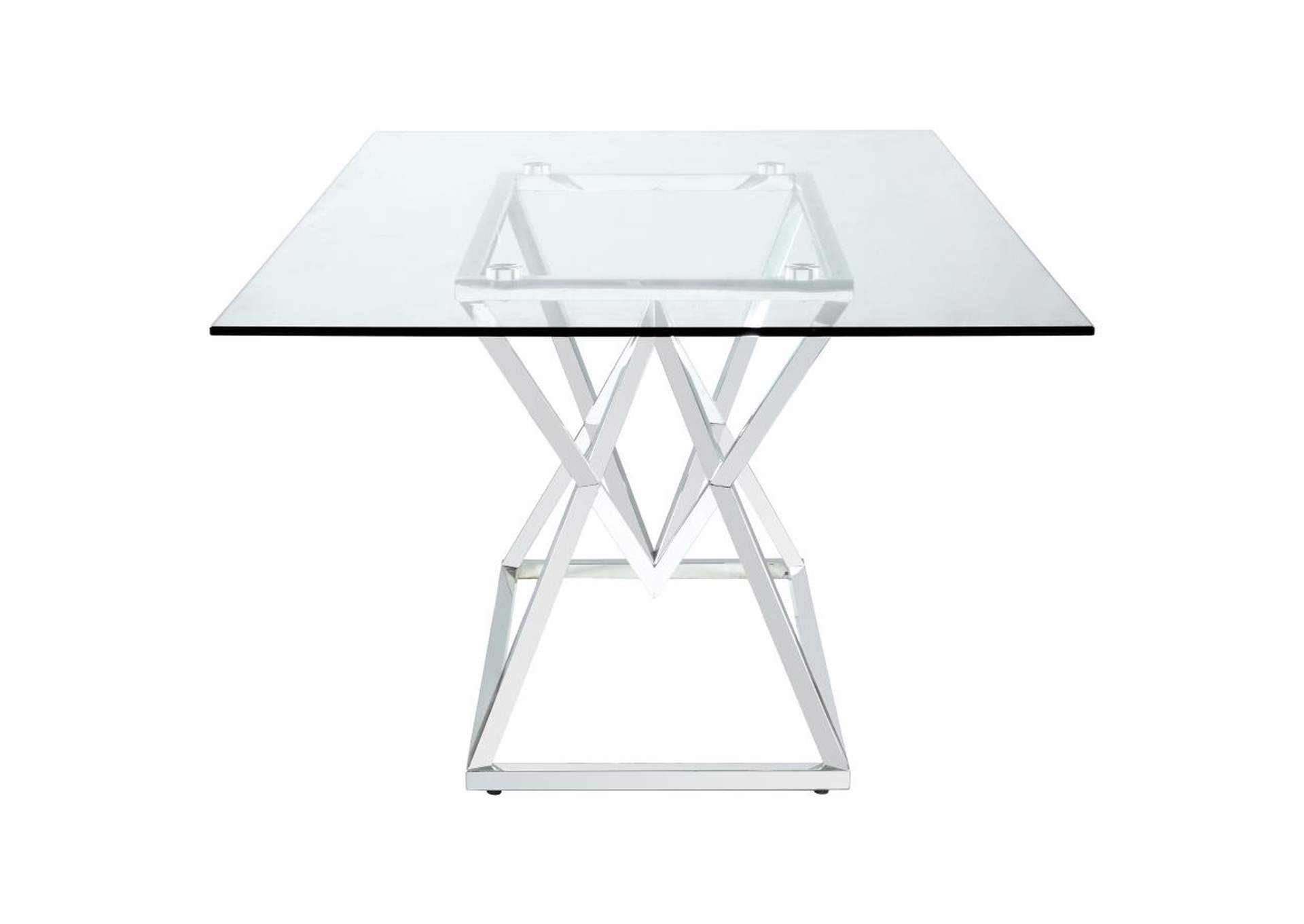 Beaufort Rectangle Glass Top Dining Table Chrome,Coaster Furniture