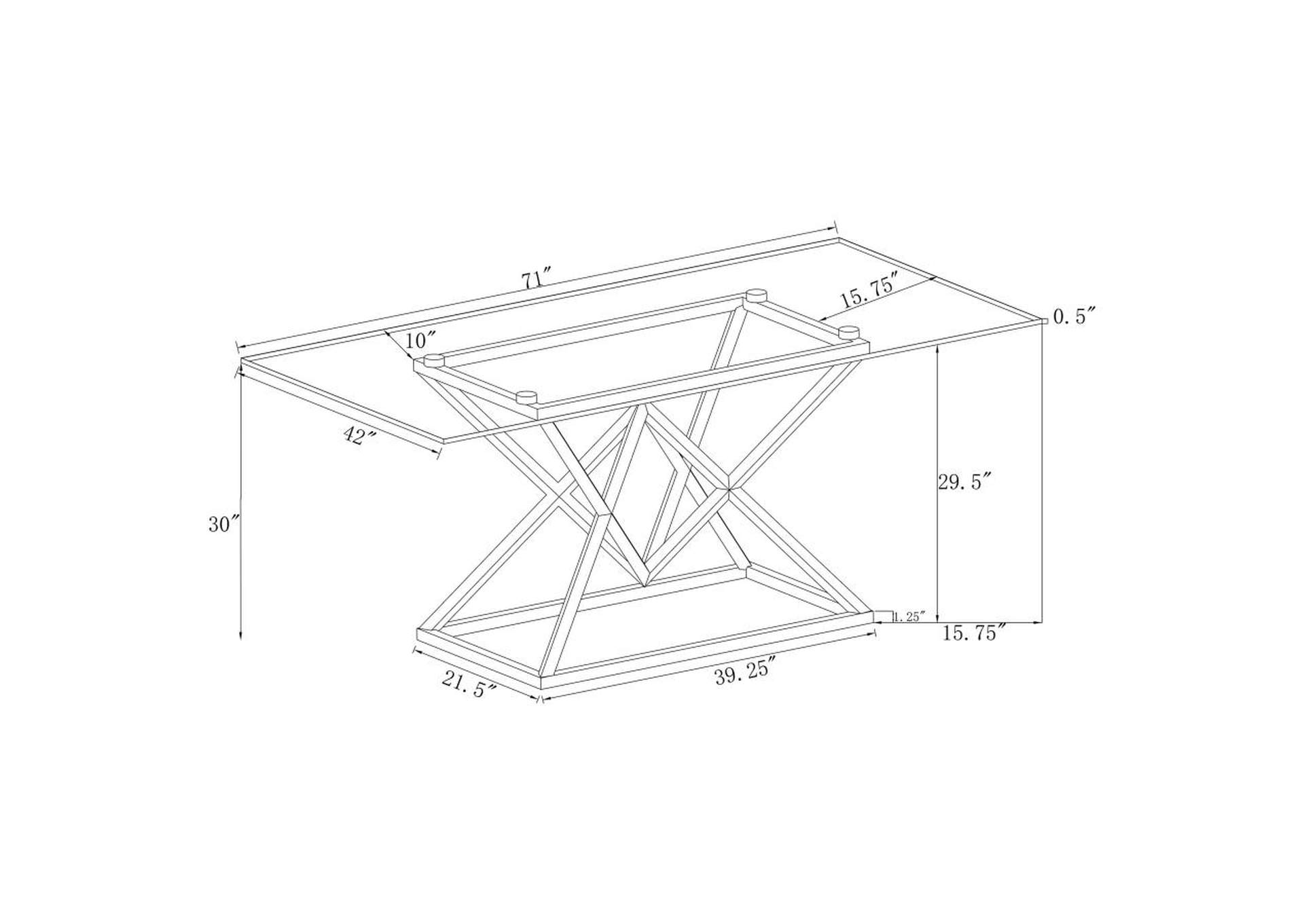 Beaufort Rectangle Glass Top Dining Table Chrome,Coaster Furniture