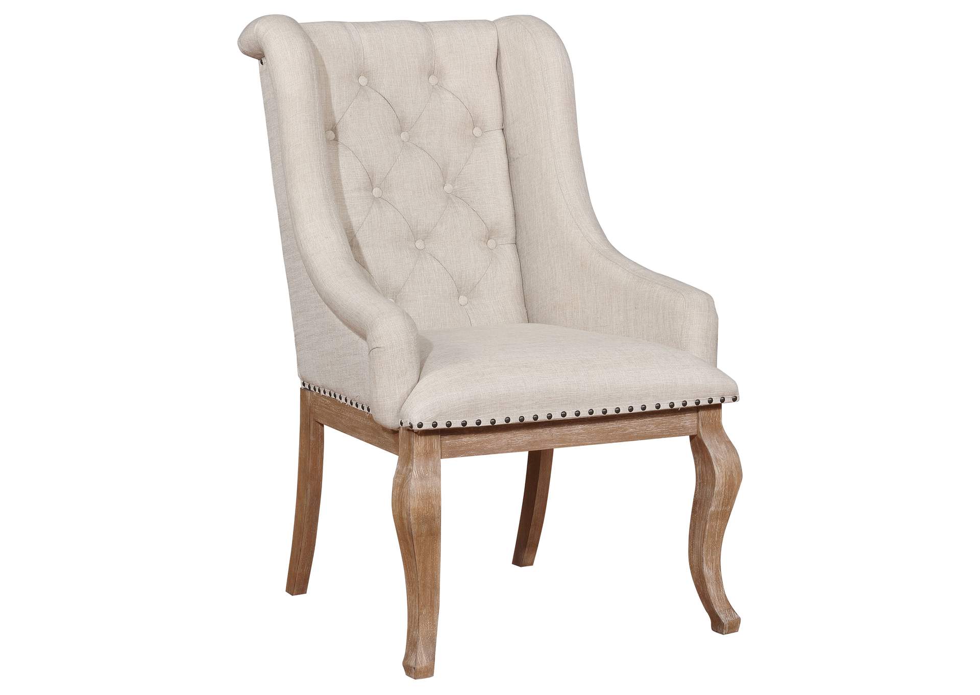 Brockway Cove Tufted Arm Chairs Cream and Barley Brown (Set of 2),Coaster Furniture