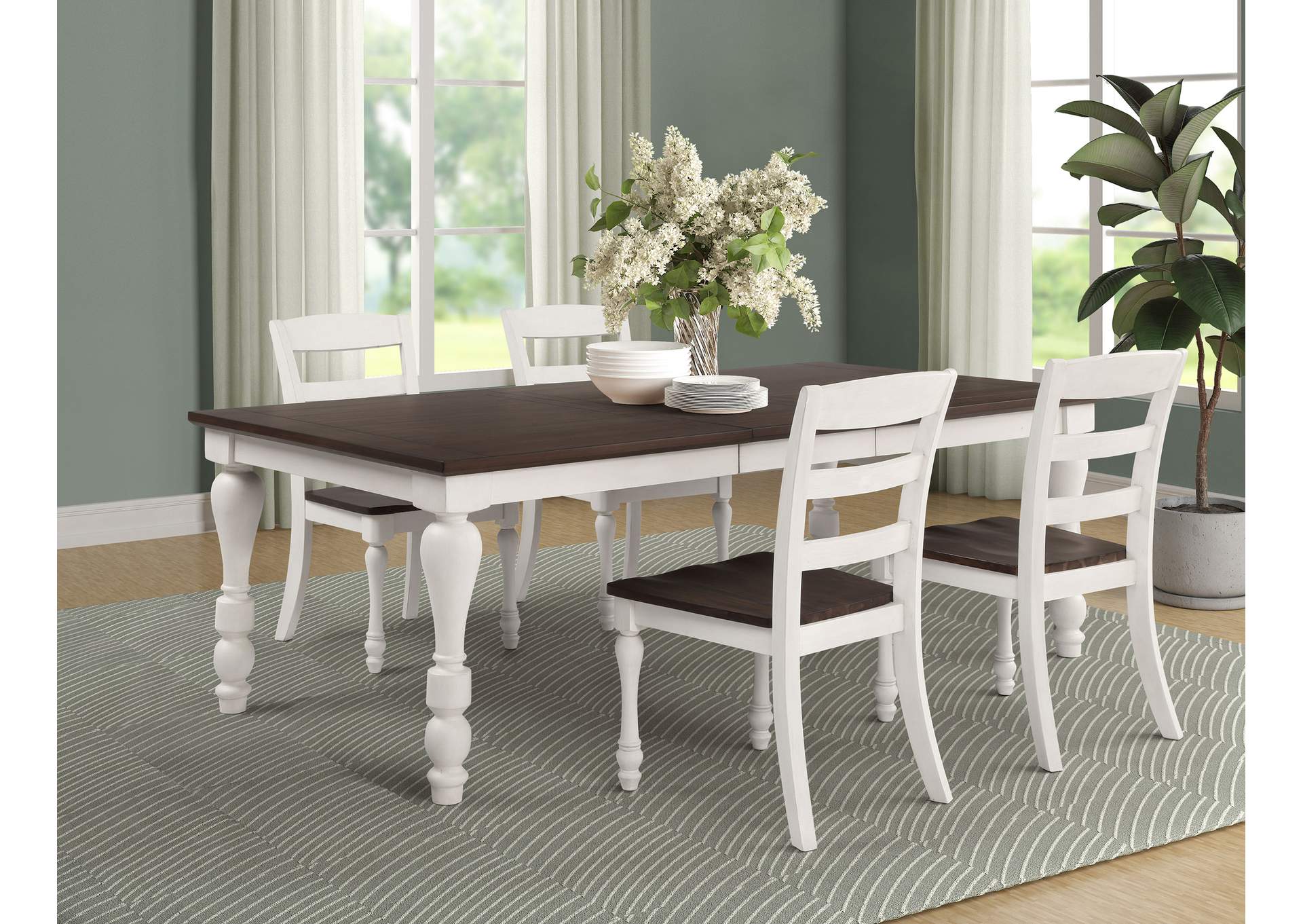 Madelyn 5-piece Rectangle Dining Set Dark Cocoa and Coastal White,Coaster Furniture