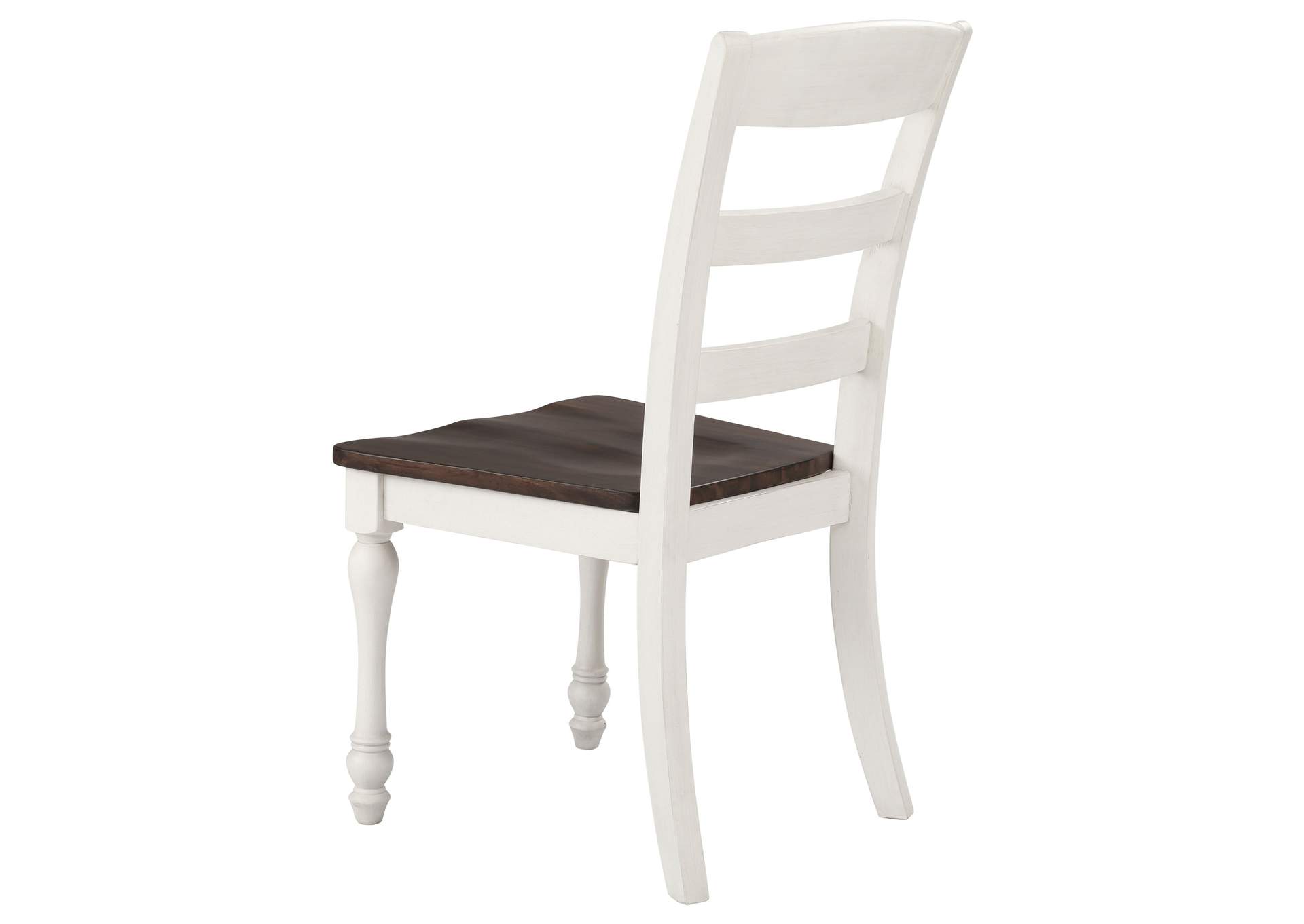 Madelyn Ladder Back Side Chairs Dark Cocoa and Coastal White (Set of 2),Coaster Furniture