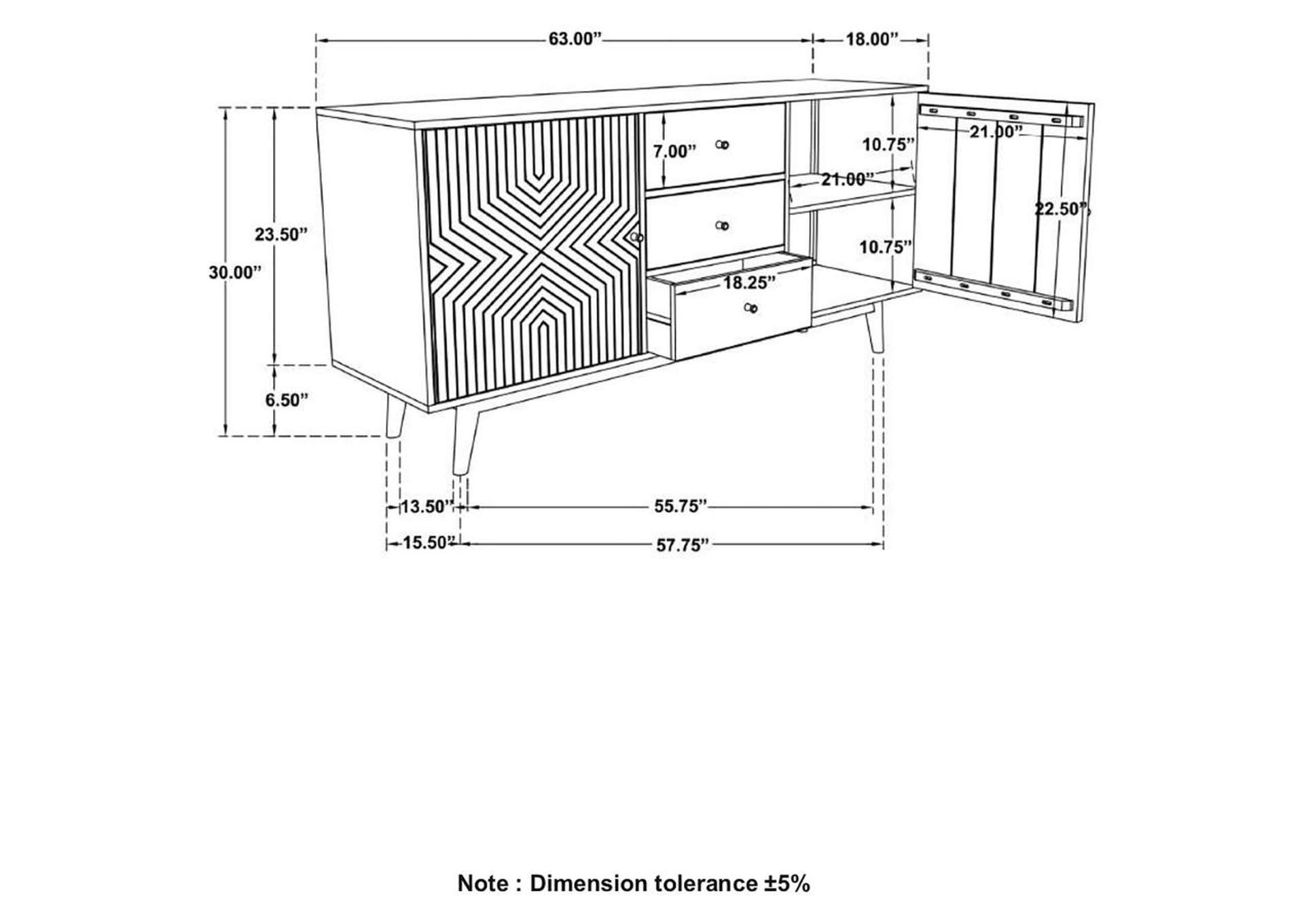 Partridge Rectangular 2-Door Server Natural Sheesham And Black,Coaster Furniture