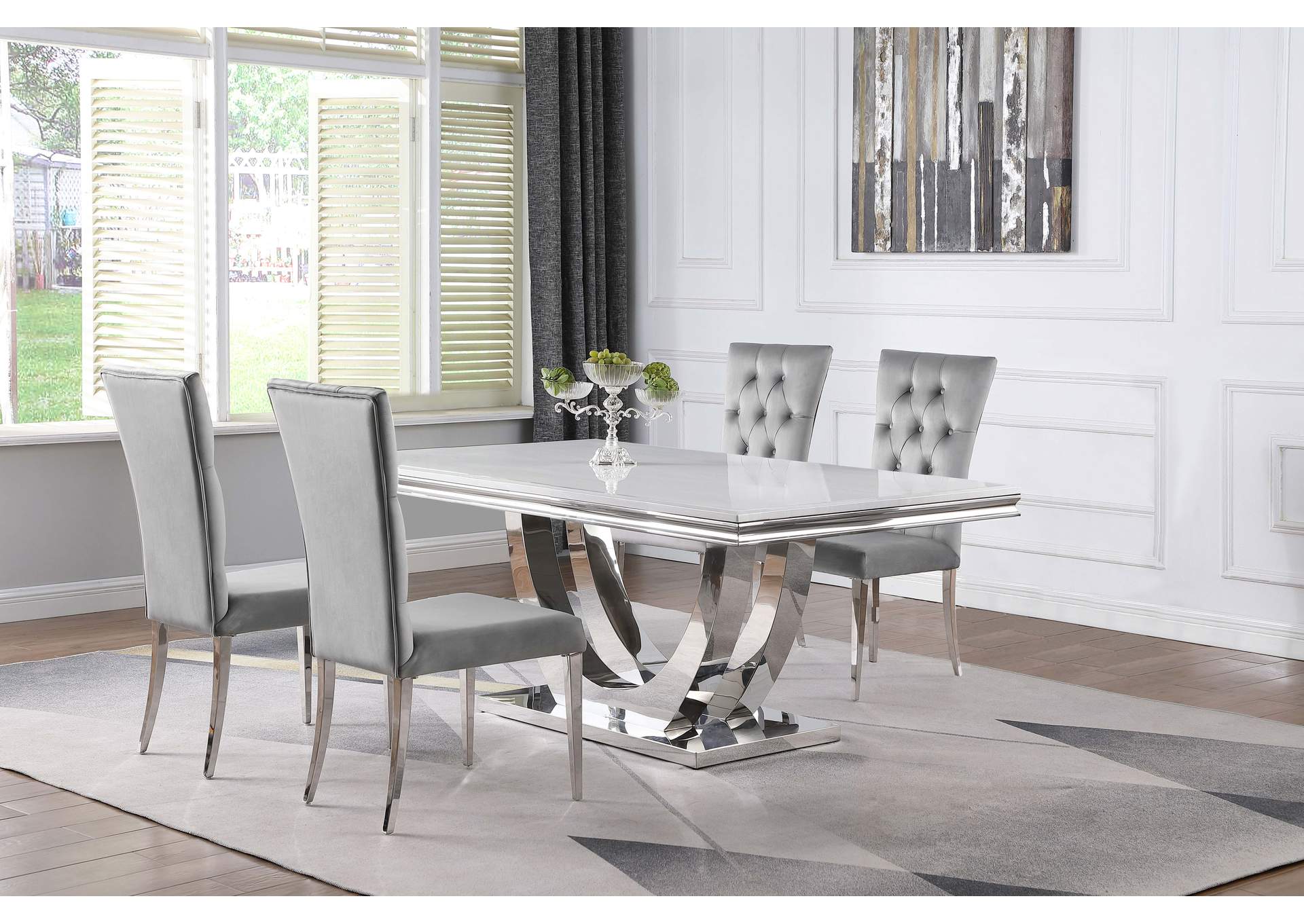 Kerwin 5-piece Dining Room Set Grey and Chrome,Coaster Furniture