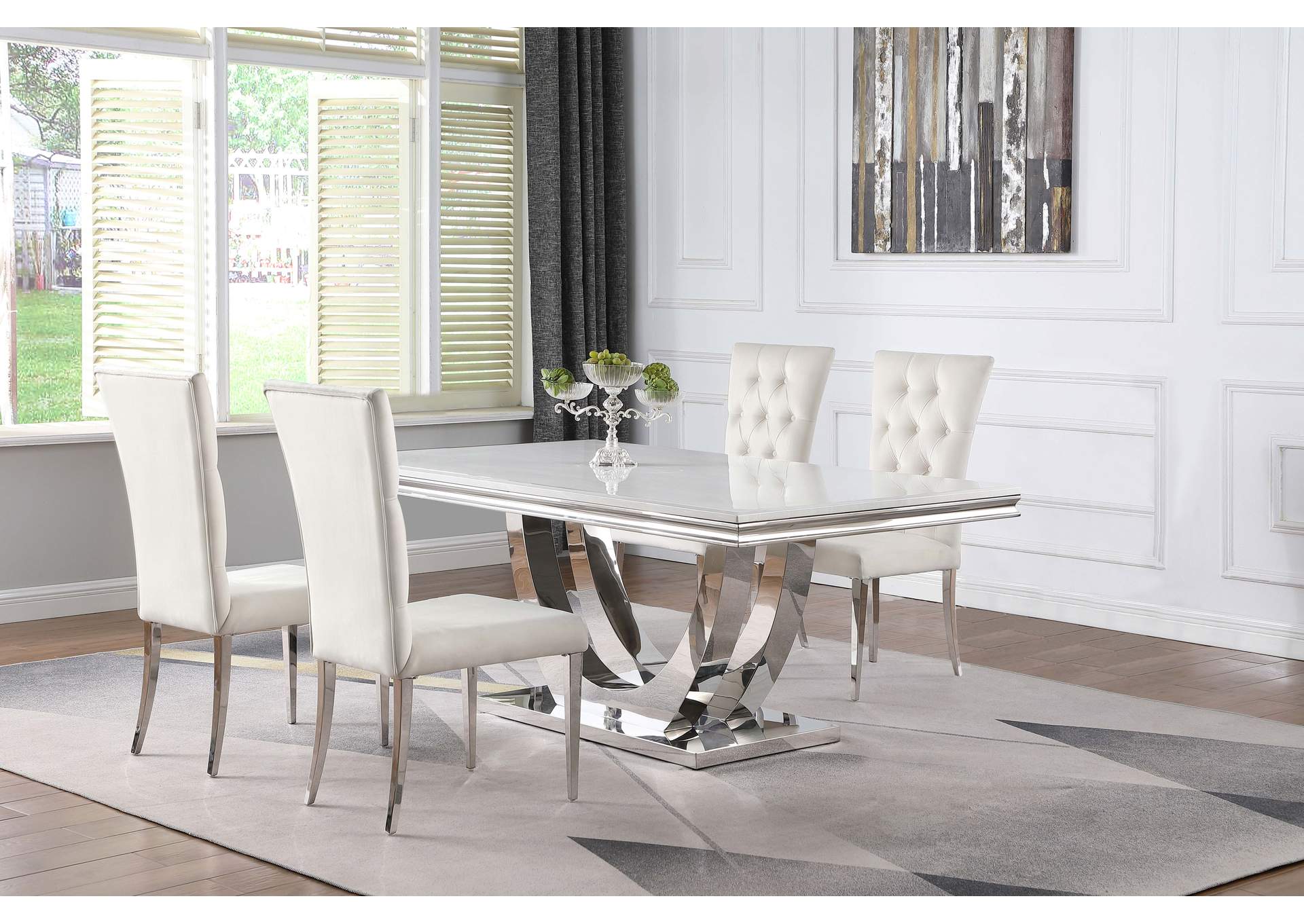 Kerwin 5-piece Dining Room Set White and Chrome,Coaster Furniture