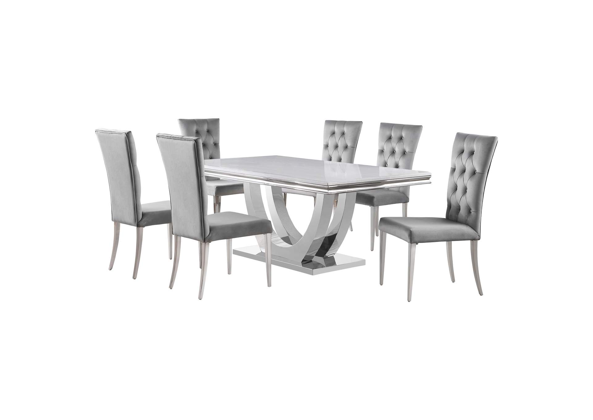 Kerwin 7-piece Dining Room Set Grey and Chrome,Coaster Furniture