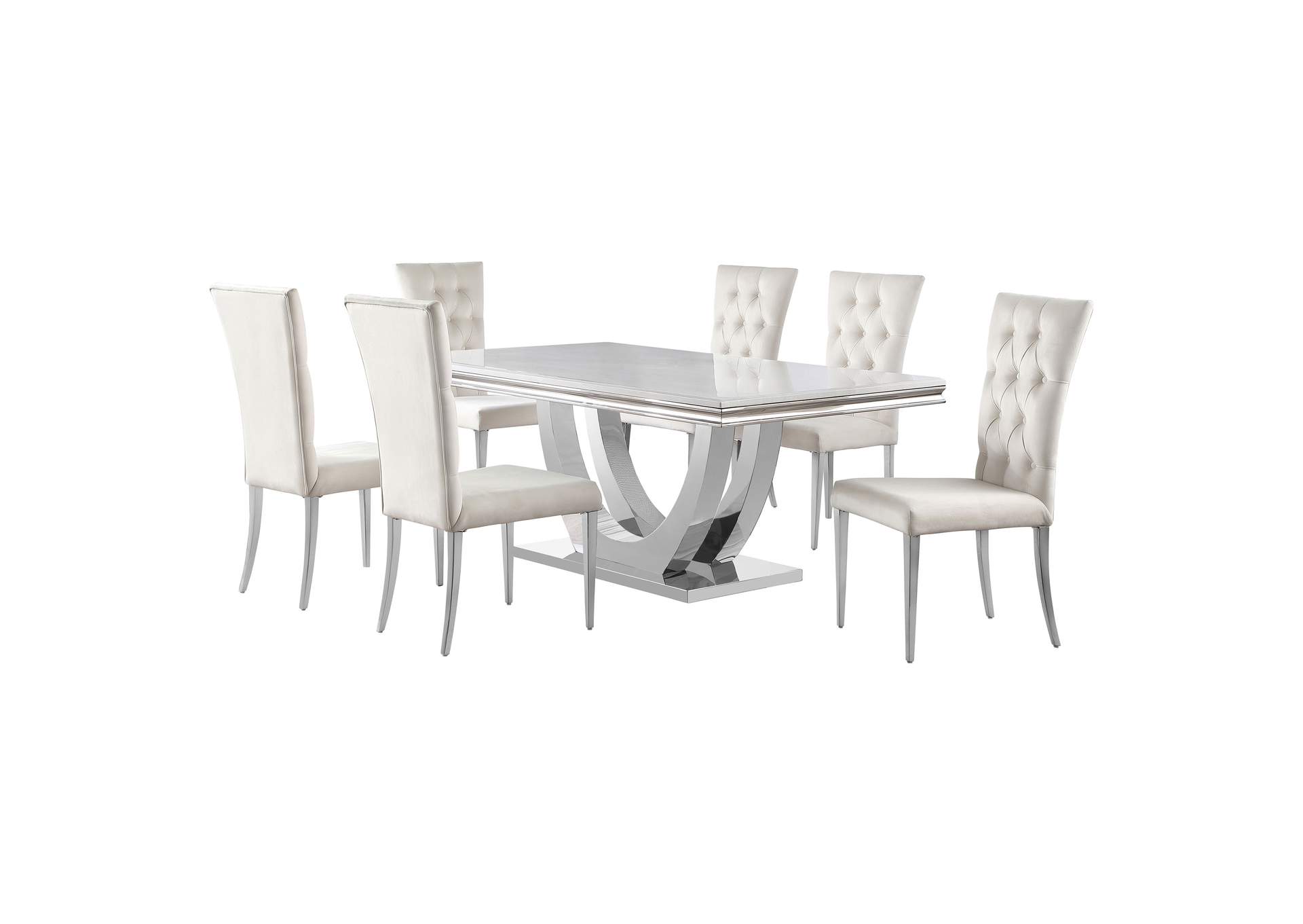 Kerwin 7-piece Dining Room Set White and Chrome,Coaster Furniture