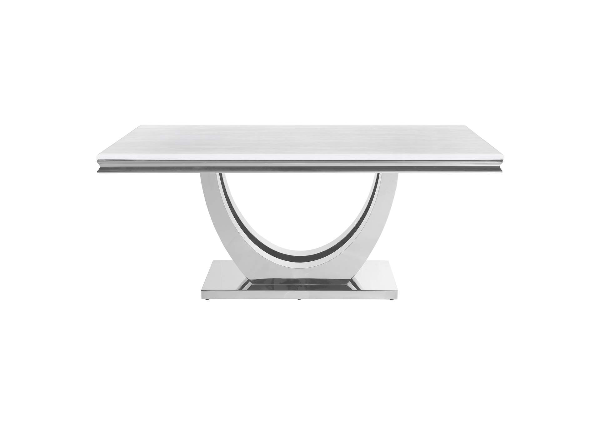 Kerwin Rectangle Faux Marble Top Dining Table White and Chrome,Coaster Furniture