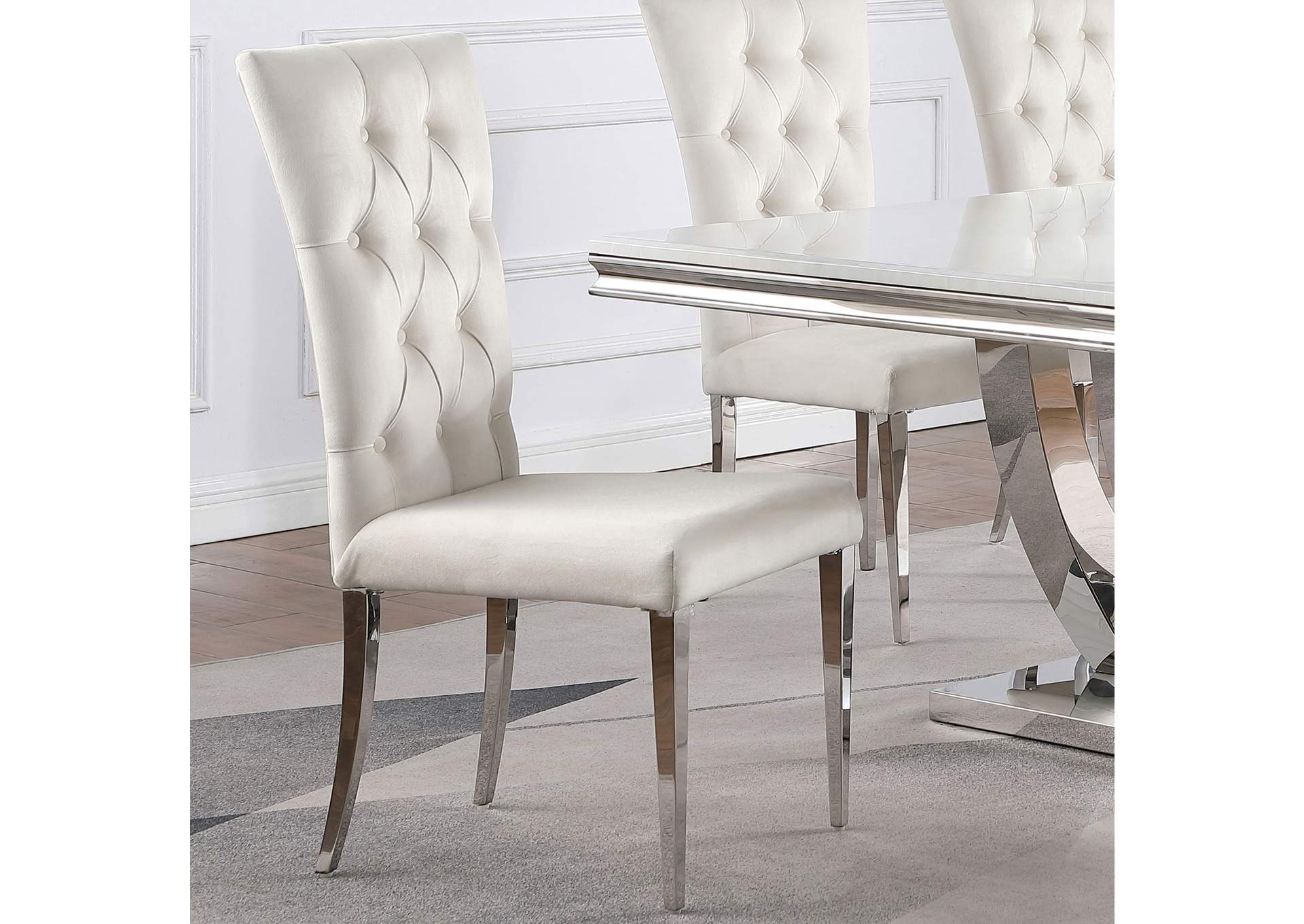 Kerwin Tufted Upholstered Side Chair (Set of 2) White and Chrome,Coaster Furniture