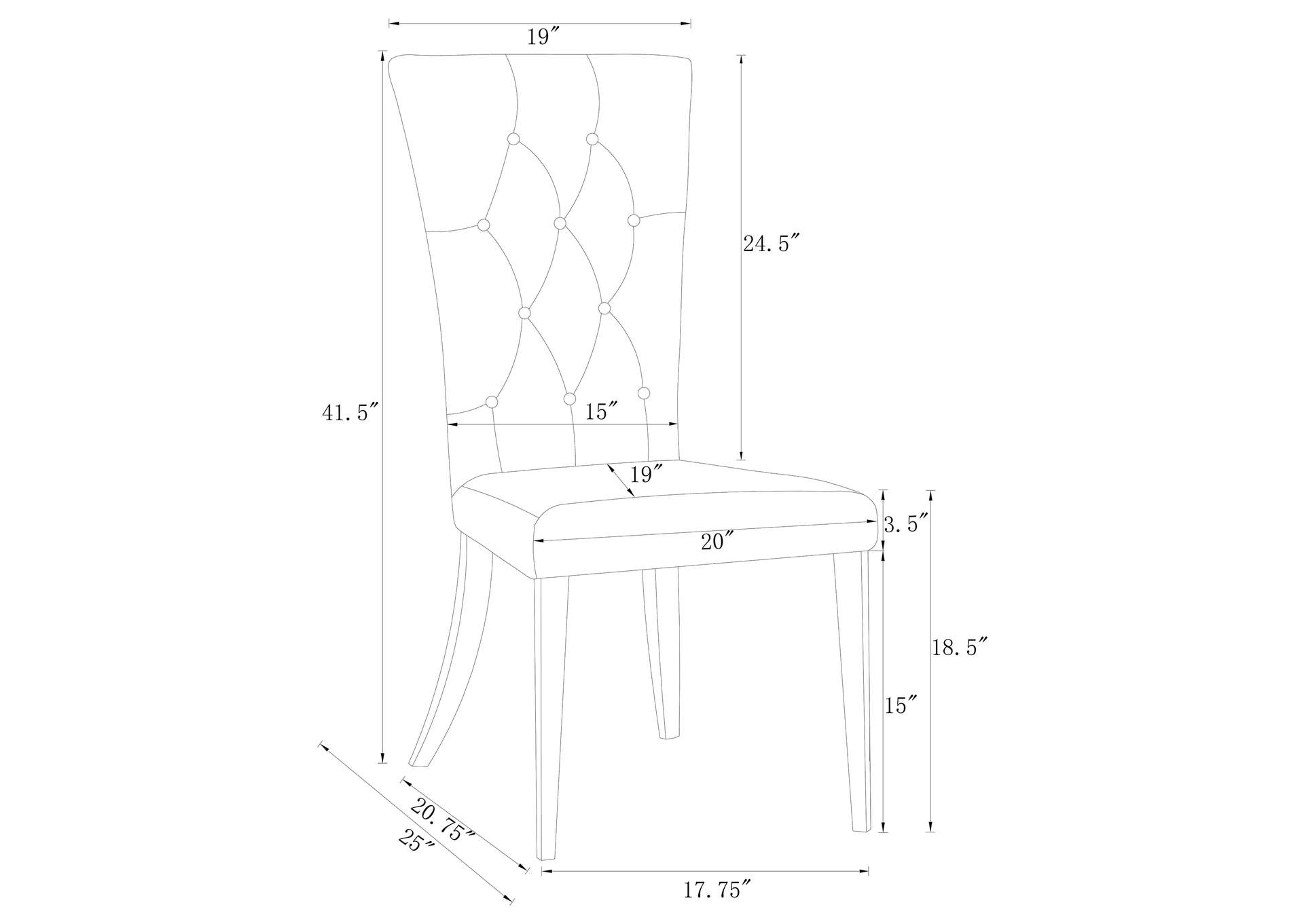 Kerwin Tufted Upholstered Side Chair (Set of 2) White and Chrome,Coaster Furniture