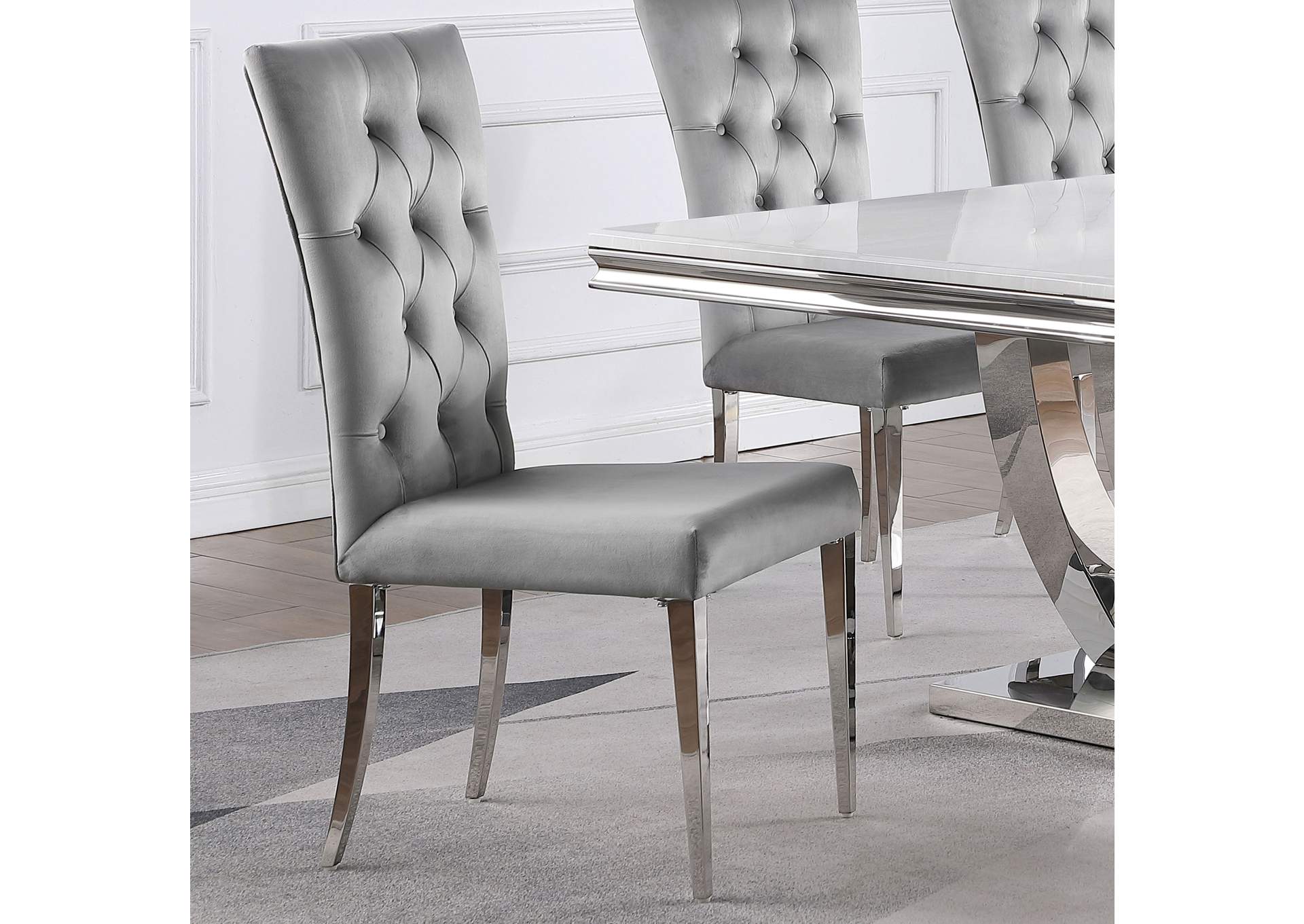 Kerwin Tufted Upholstered Side Chair (Set of 2) Grey and Chrome,Coaster Furniture