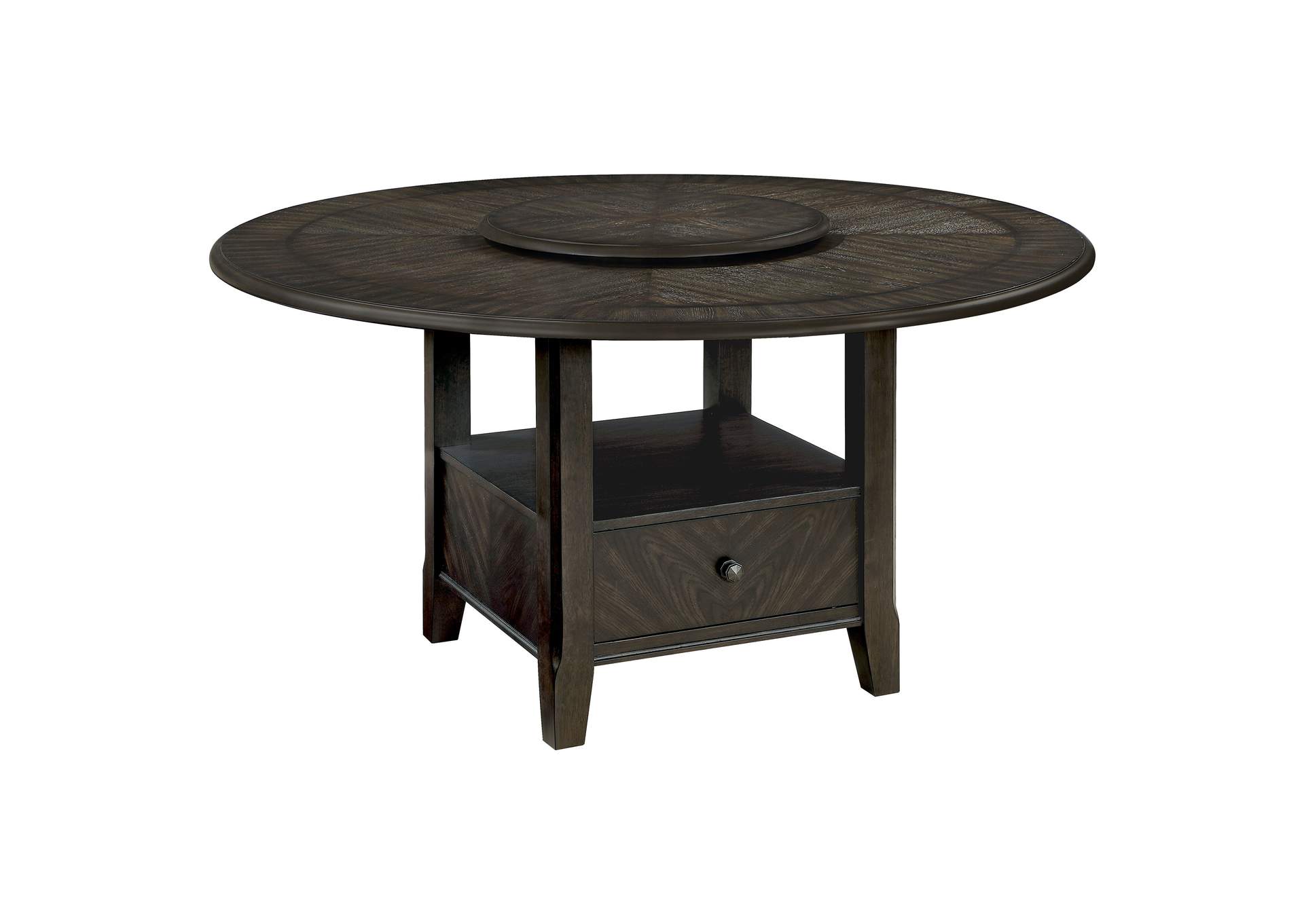 Twyla Round Dining Table with Removable Lazy Susan Dark Cocoa,Coaster Furniture