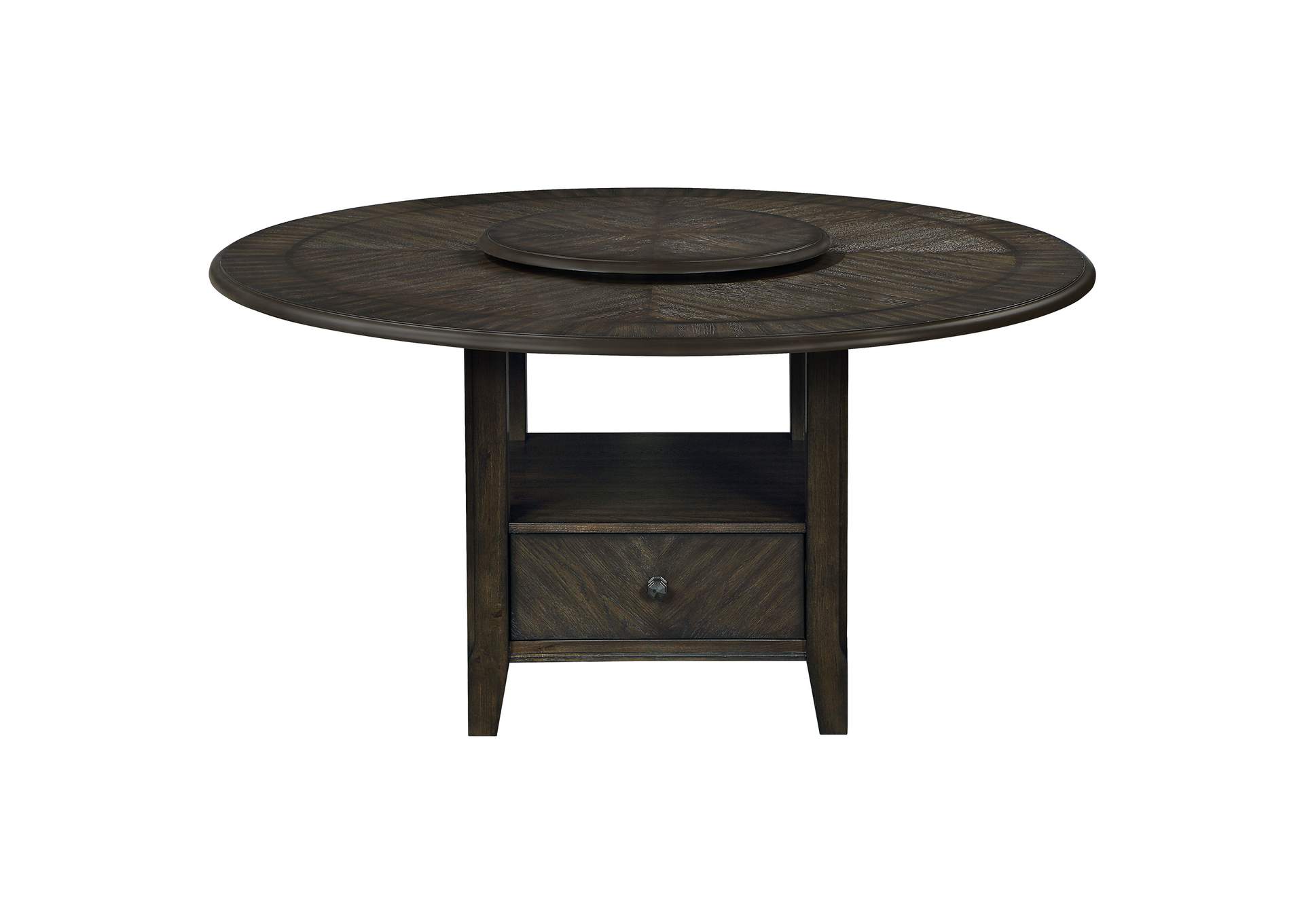 Twyla Round Dining Table with Removable Lazy Susan Dark Cocoa,Coaster Furniture