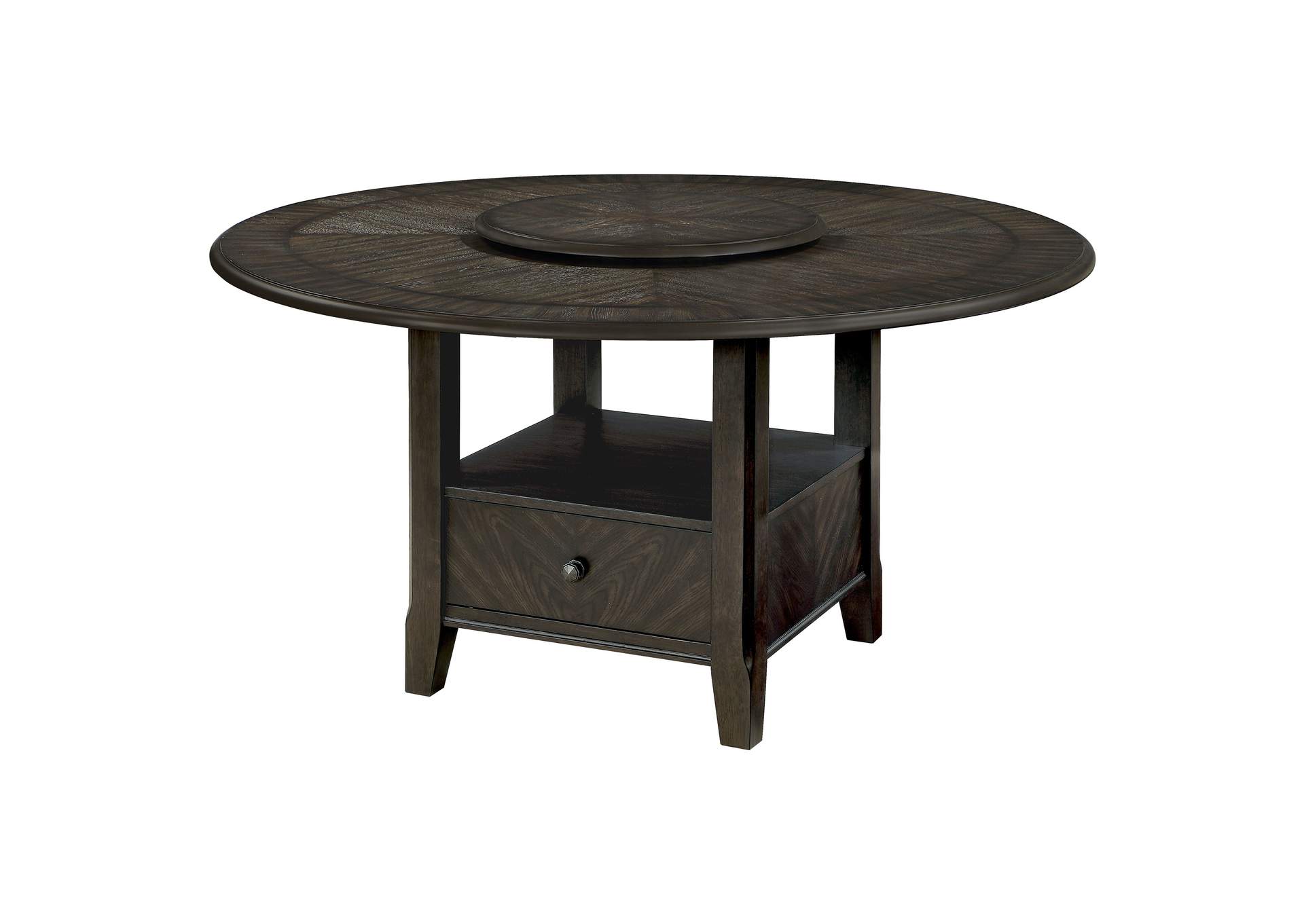 Twyla Round Dining Table with Removable Lazy Susan Dark Cocoa,Coaster Furniture