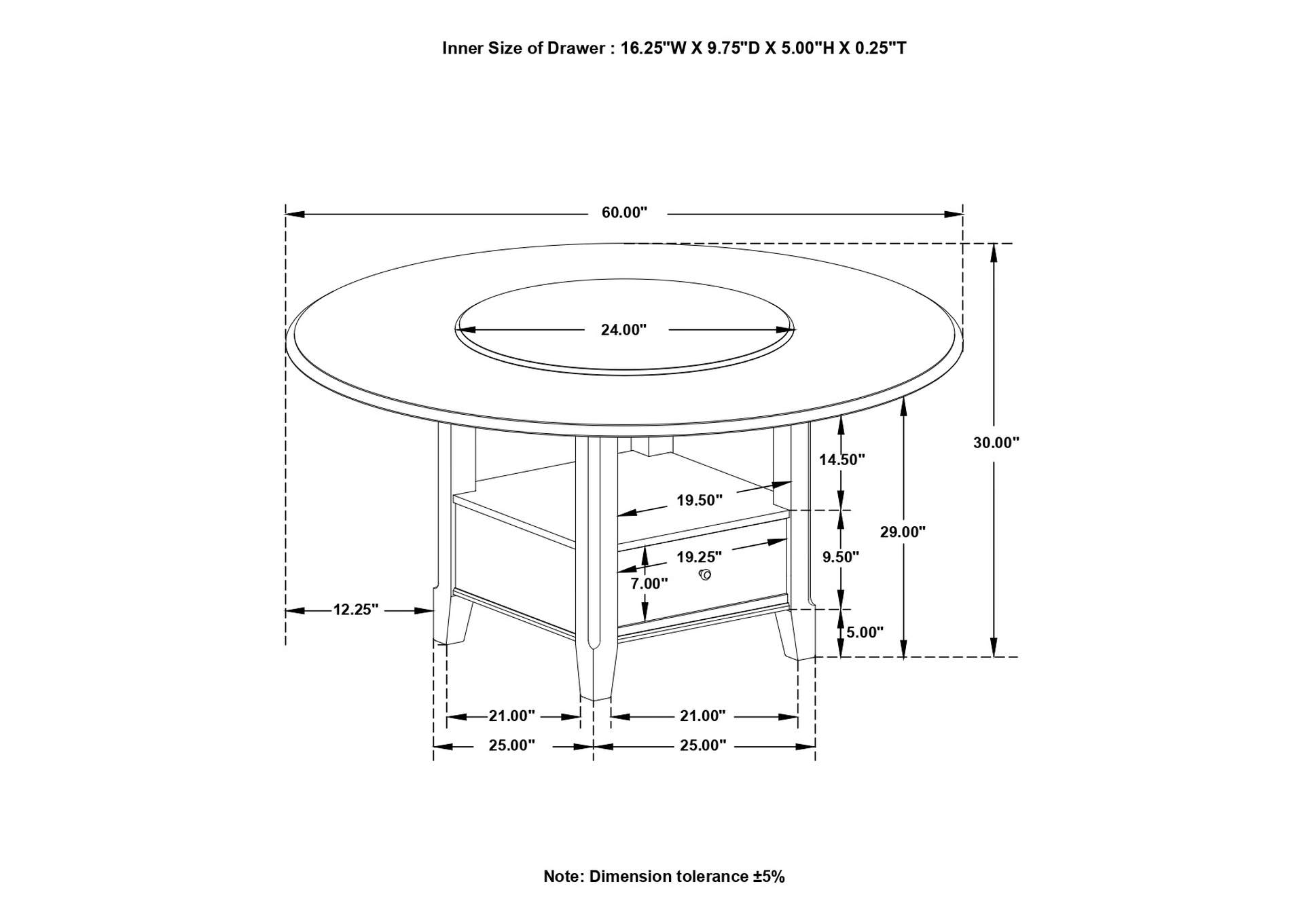 Twyla Round Dining Table with Removable Lazy Susan Dark Cocoa,Coaster Furniture