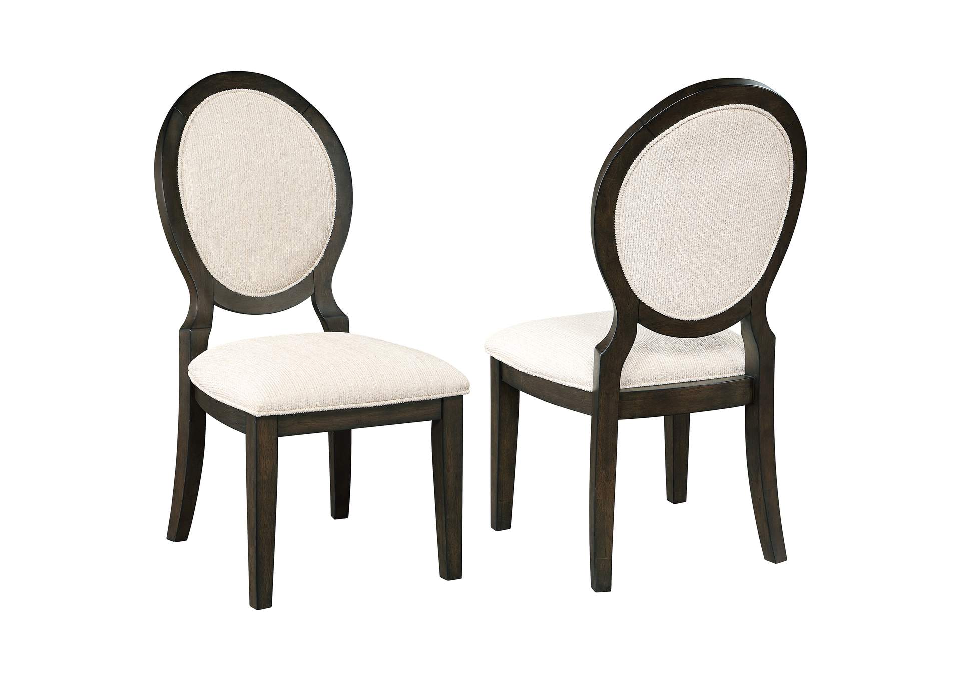 Twyla Upholstered Dining Chairs with Oval Back (Set of 2) Cream and Dark Cocoa,Coaster Furniture