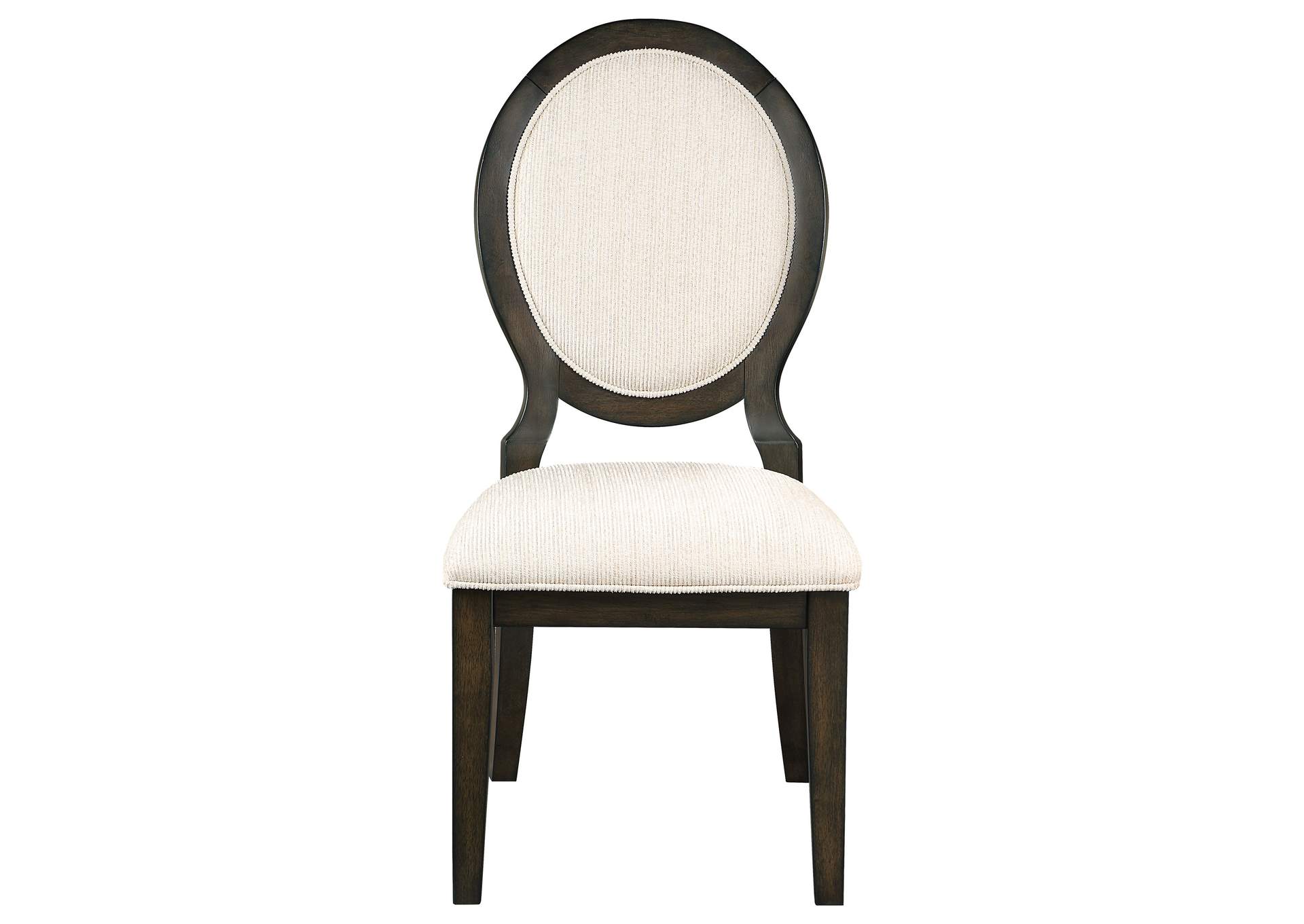 Twyla Upholstered Dining Chairs with Oval Back (Set of 2) Cream and Dark Cocoa,Coaster Furniture