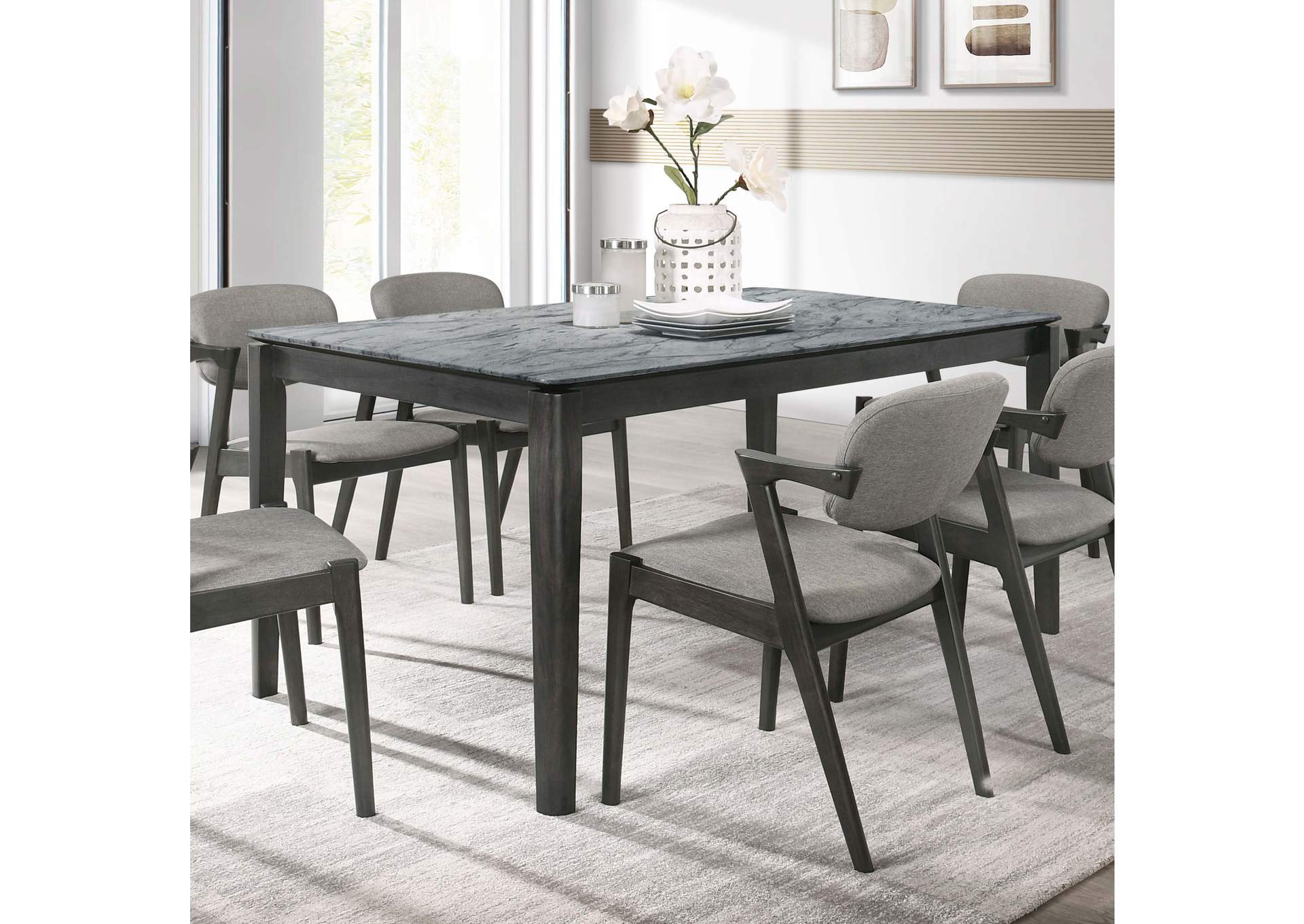 Stevie Rectangular Dining Table with Faux Marble Top,Coaster Furniture