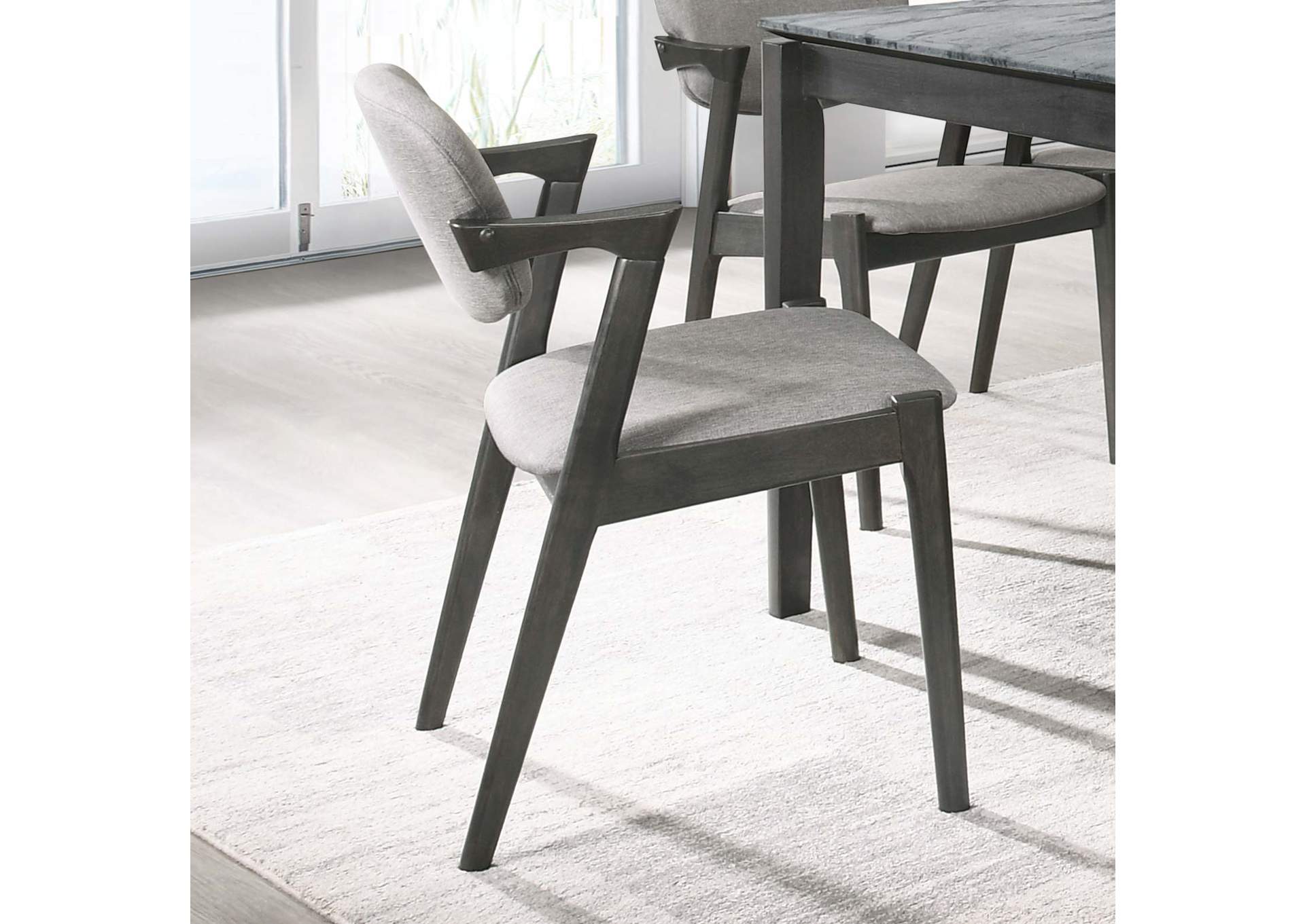 Stevie Upholstered Side Chairs (Set of 2) with Demi Arm Brown Grey and Black,Coaster Furniture