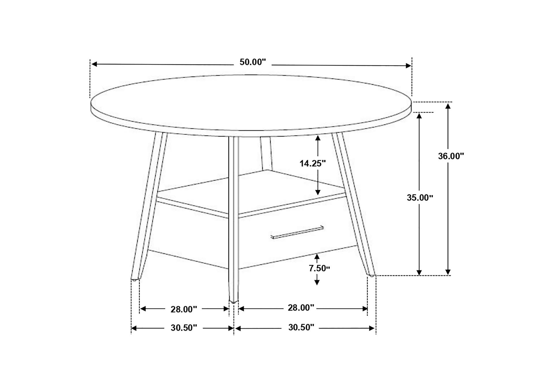 Gibson Round 5-piece Counter Height Dining Set Yukon Oak and Black,Coaster Furniture