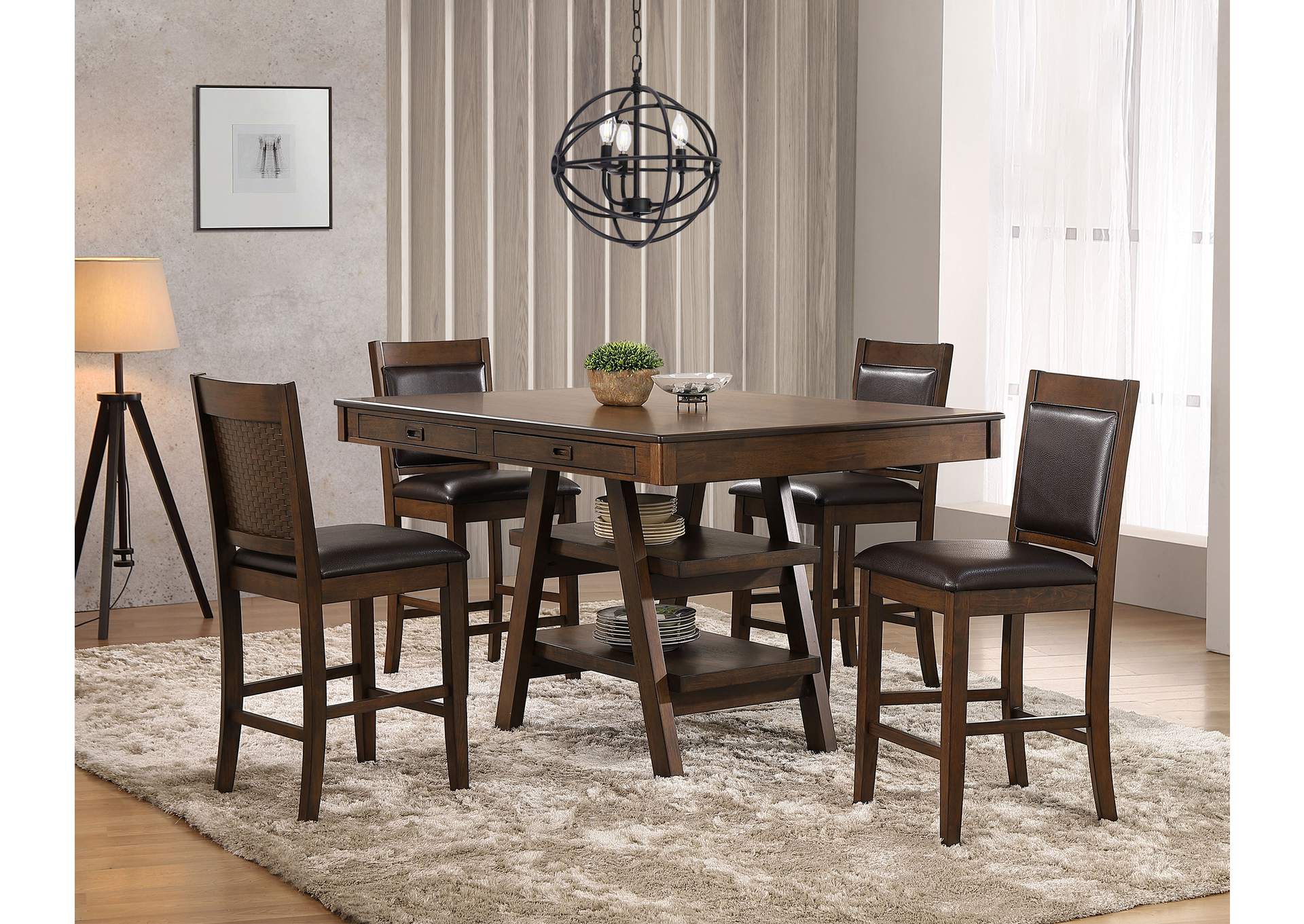 Dewey 5-piece Rectangular Dining Set Brown and Walnut,Coaster Furniture