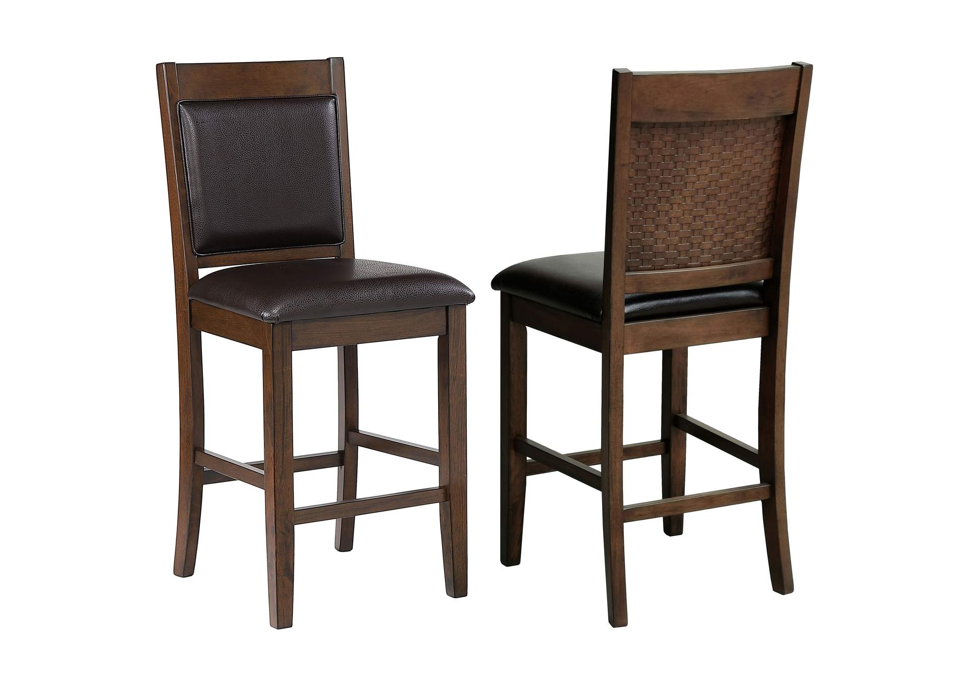 Dewey Upholstered Counter Height Chairs with Footrest (Set of 2) Brown and Walnut,Coaster Furniture