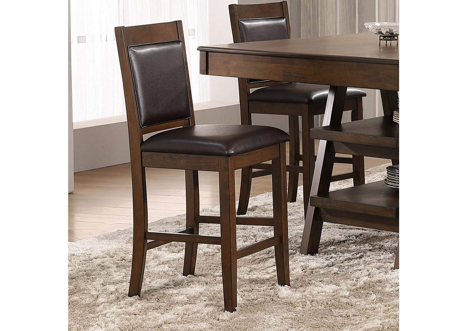 Dewey Upholstered Counter Height Chairs with Footrest (Set of 2) Brown and Walnut,Coaster Furniture