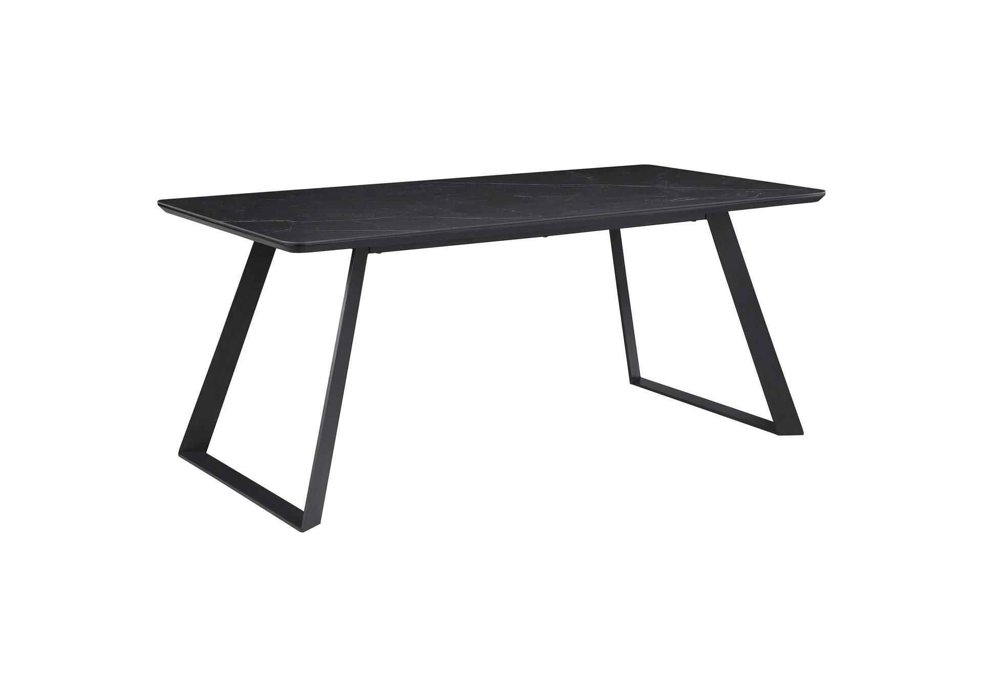 Smith Rectangle Ceramic Top Dining Table Black and Gunmetal,Coaster Furniture