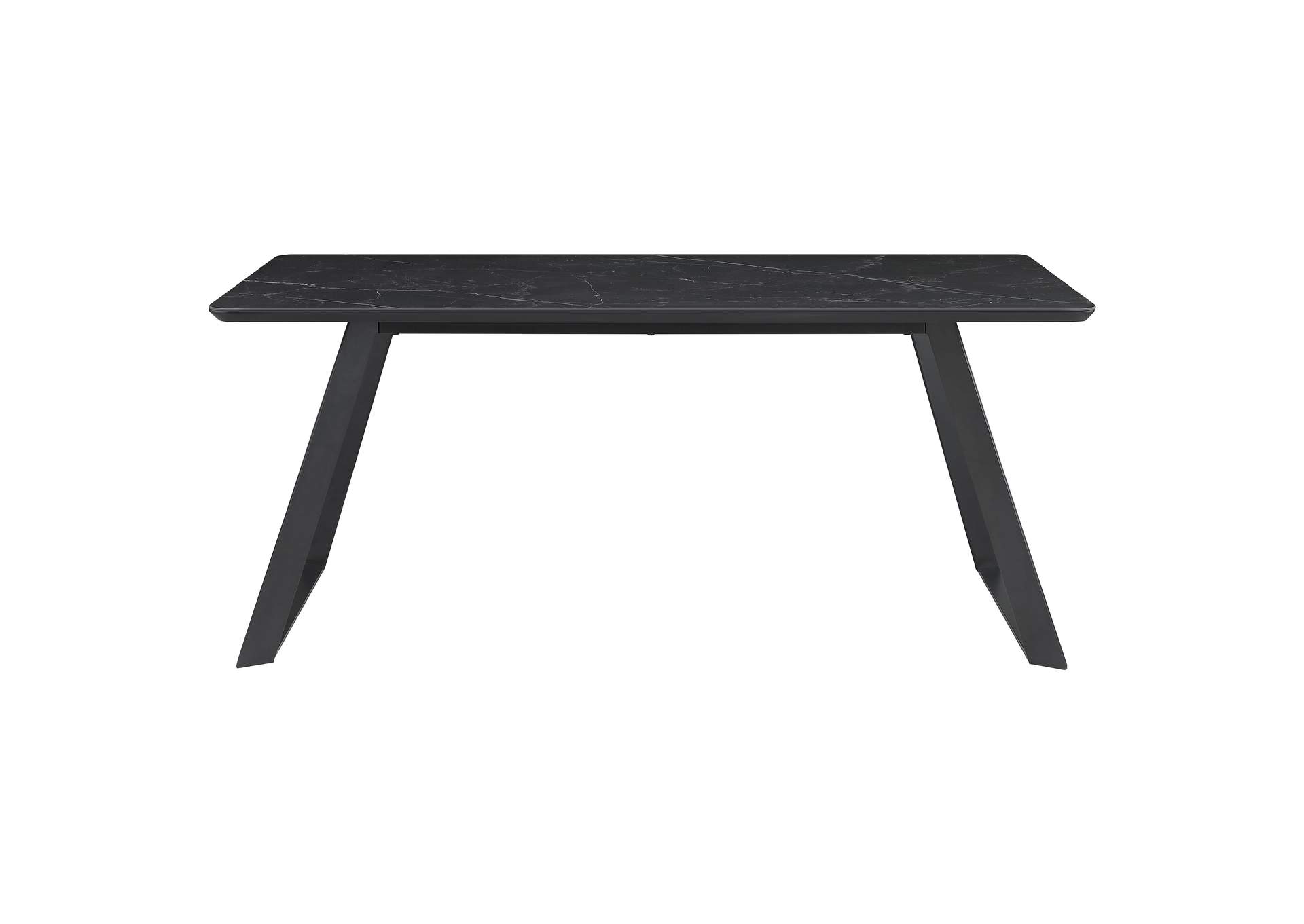 Smith Rectangle Ceramic Top Dining Table Black and Gunmetal,Coaster Furniture