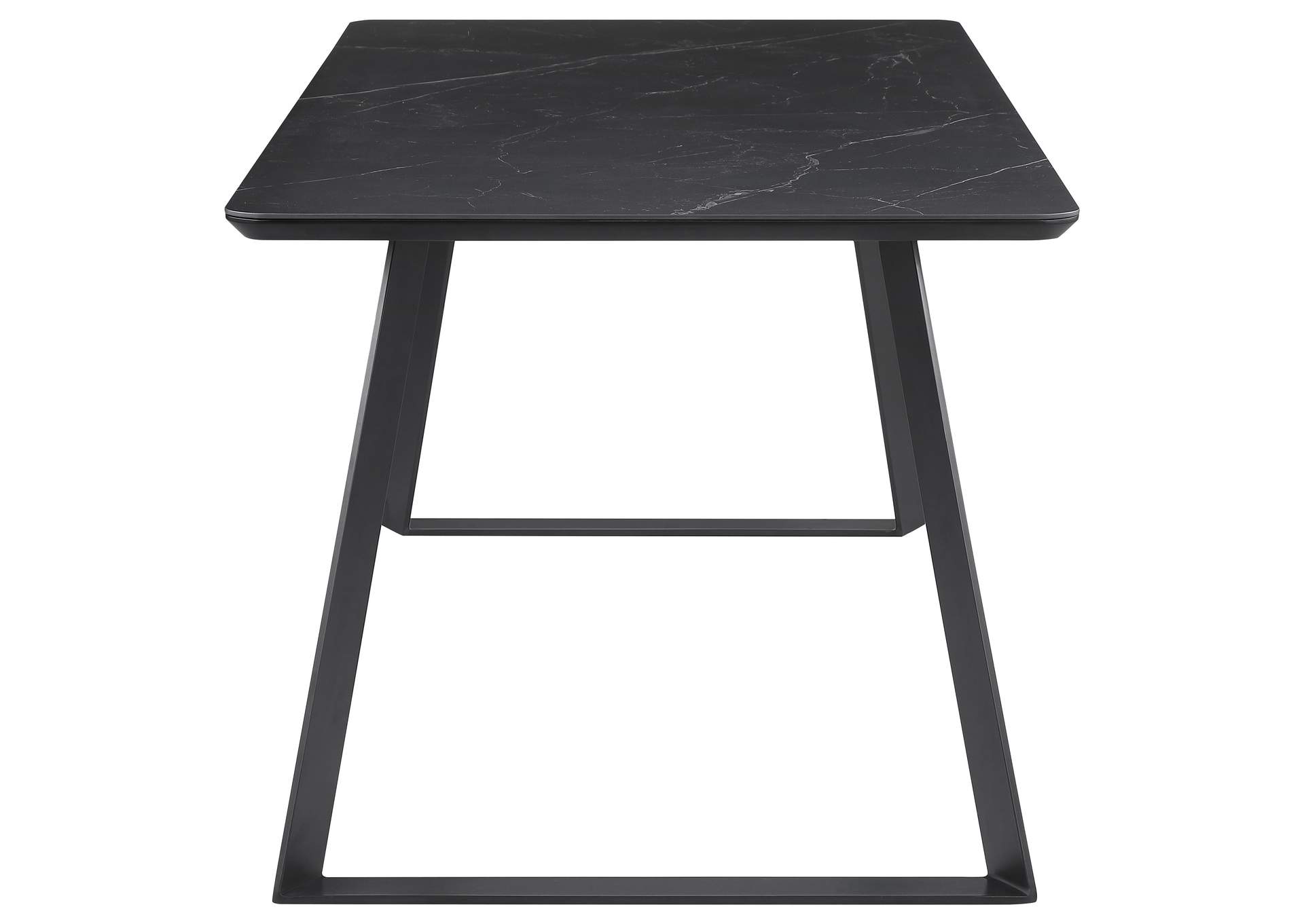 Smith Rectangle Ceramic Top Dining Table Black and Gunmetal,Coaster Furniture