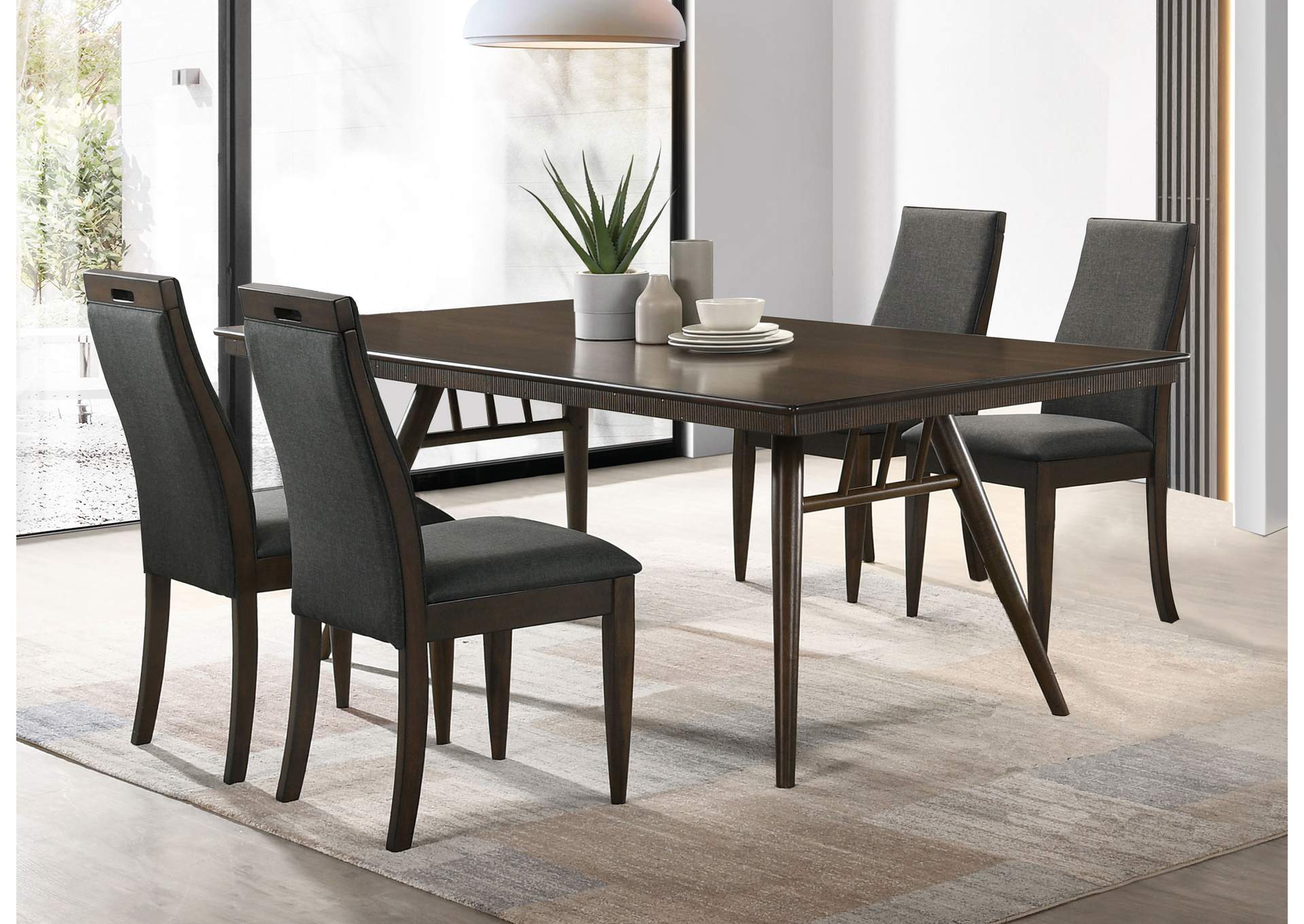 Wes 5-piece Rectangular Dining Set Grey and Dark Walnut,Coaster Furniture