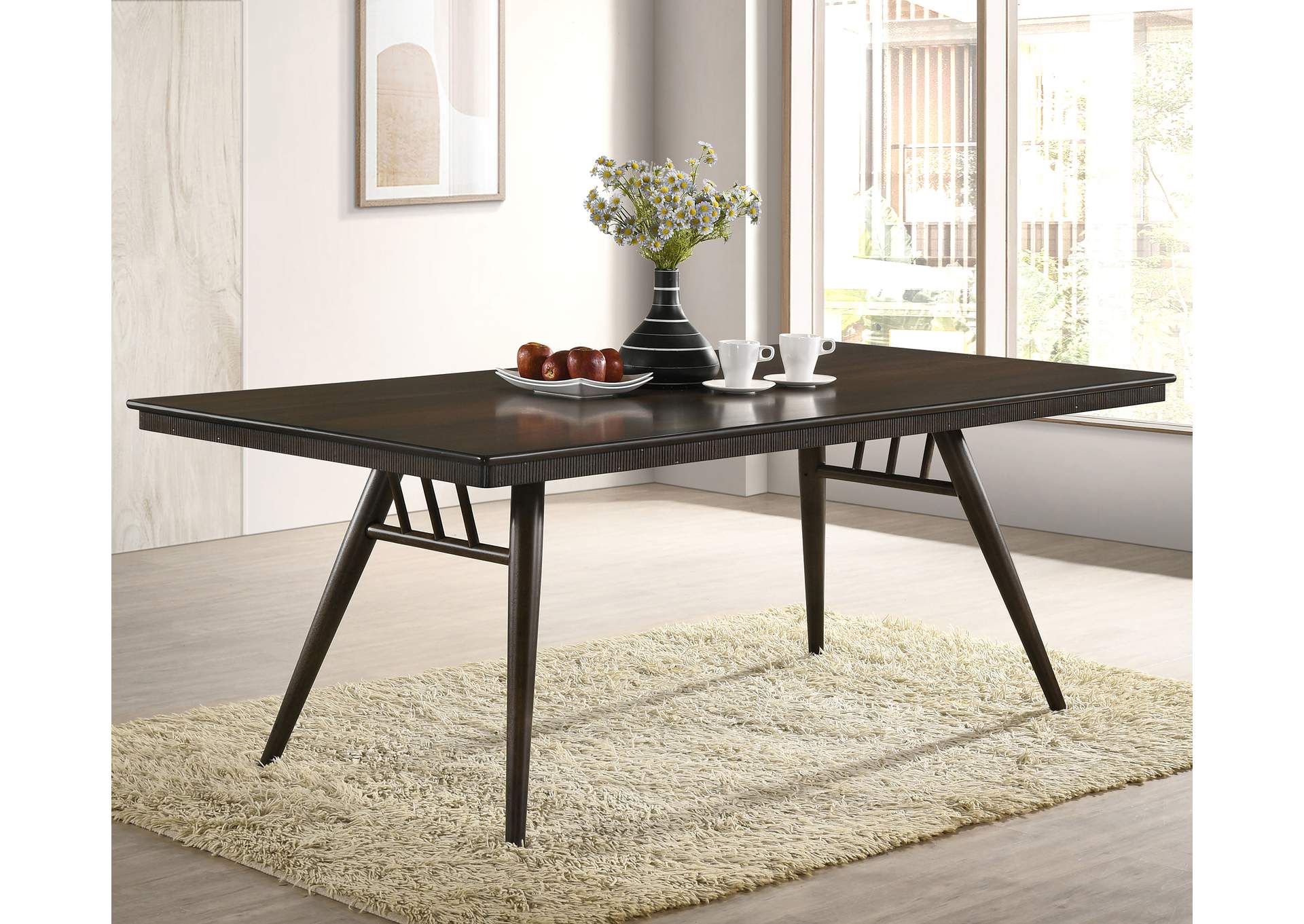 Wes Rectangular Dining Table Dark Walnut,Coaster Furniture