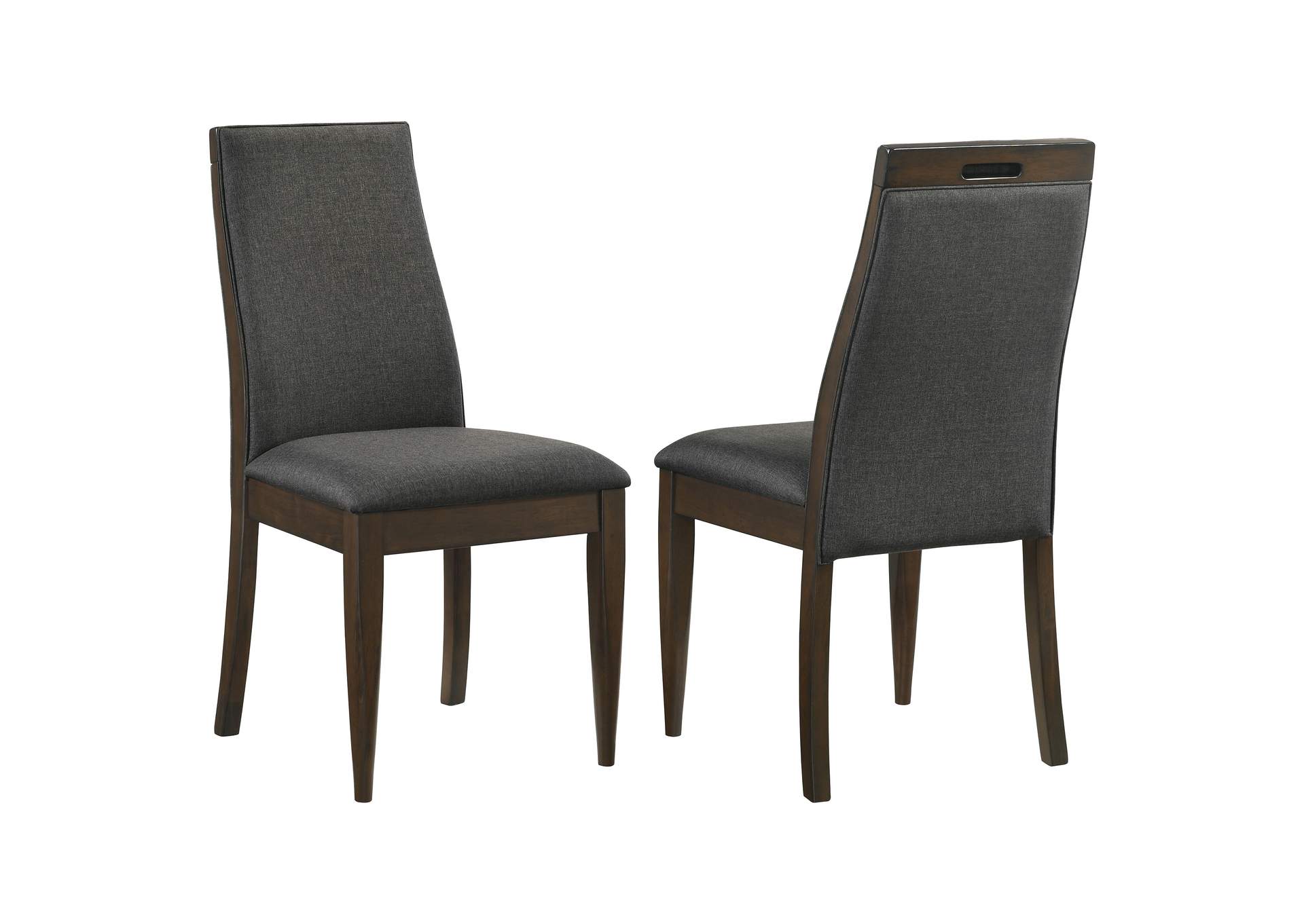 Wes Upholstered Side Chair (Set of 2) Grey and Dark Walnut,Coaster Furniture