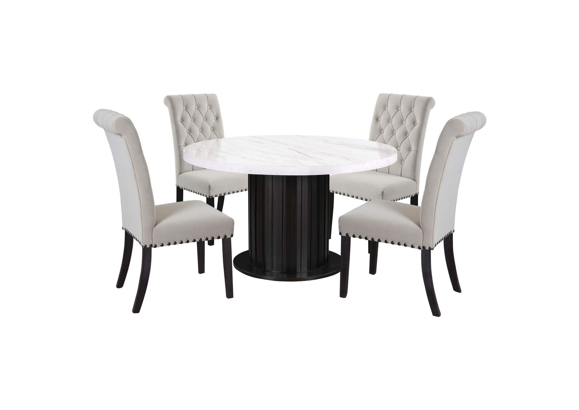 Sherry 5-piece Round Dining Set with Sand Velvet Chairs,Coaster Furniture