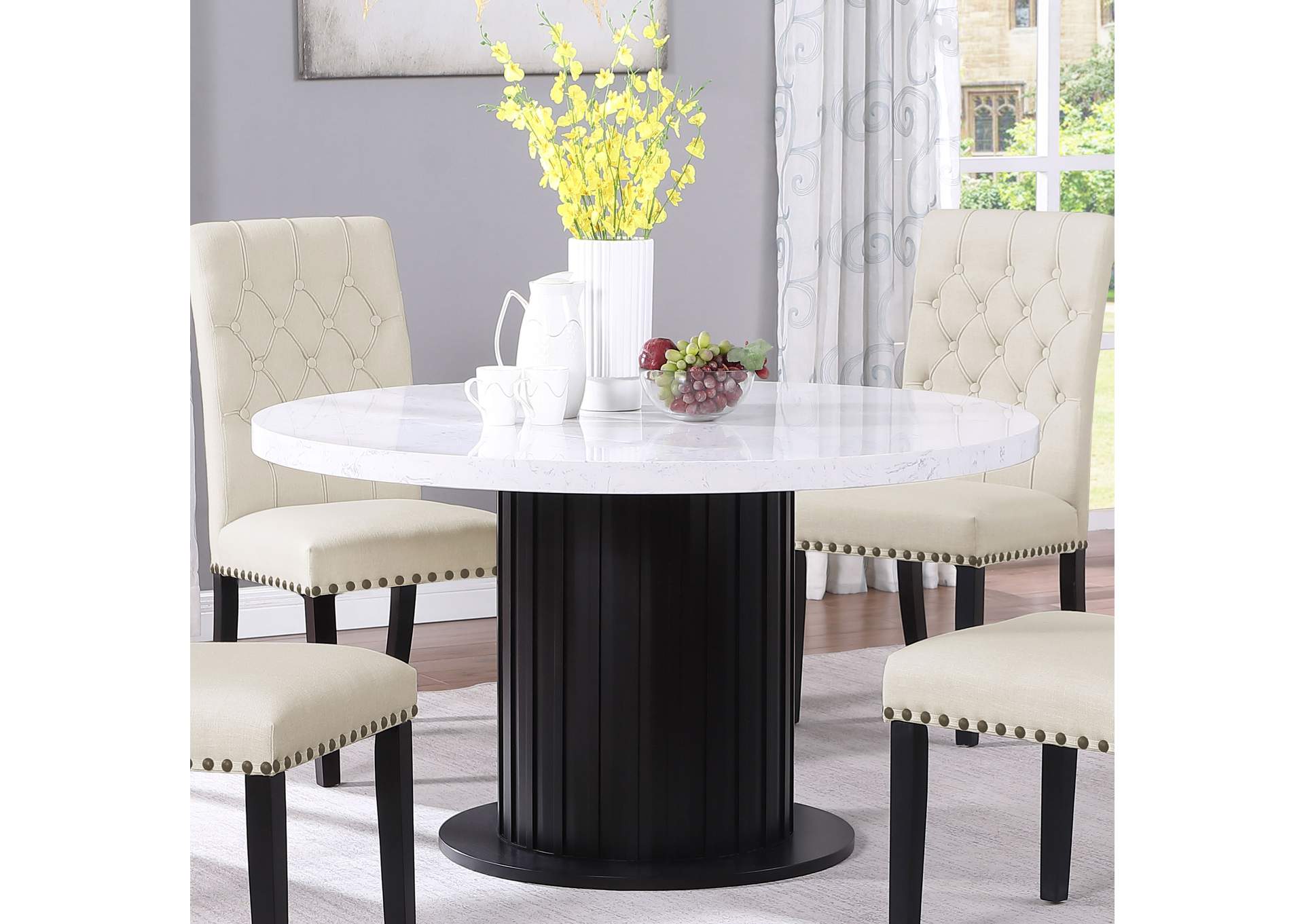 Sherry Round Dining Table Rustic Espresso and White,Coaster Furniture