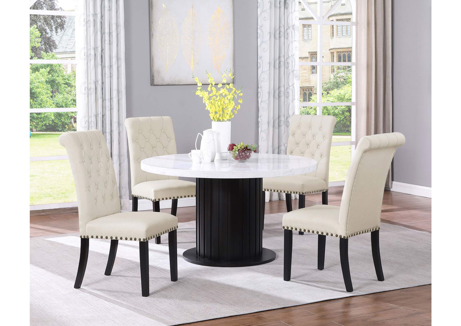 Sherry Round Dining Table Rustic Espresso and White,Coaster Furniture