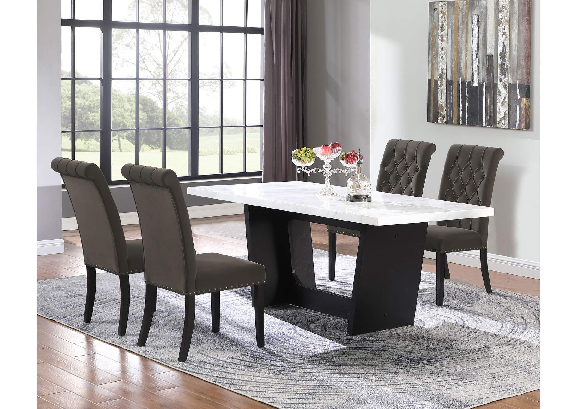 Osborne 5-piece Rectangular Marble Top Dining Set Brown and White,Coaster Furniture