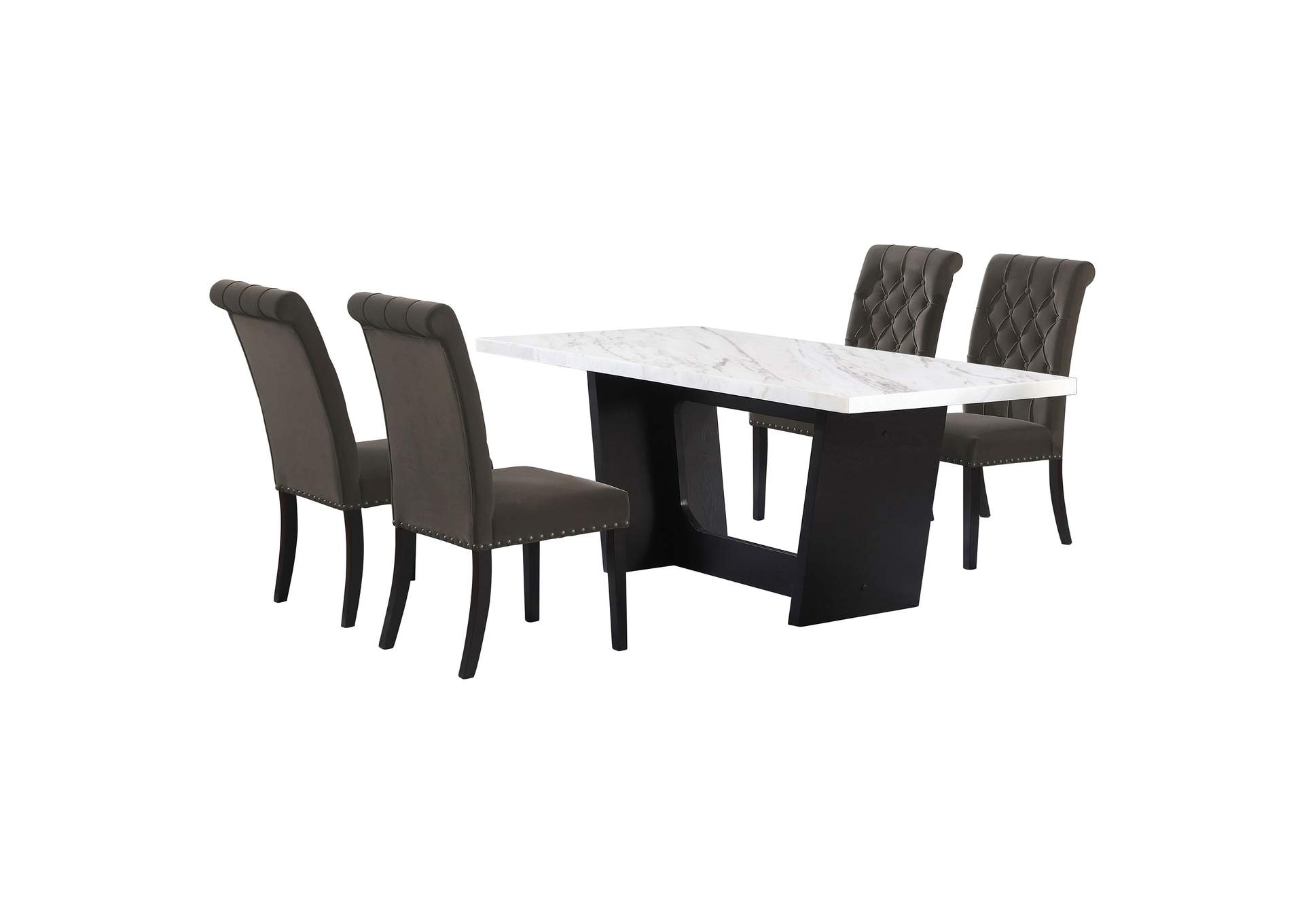 Osborne 5-piece Rectangular Marble Top Dining Set Brown and White,Coaster Furniture