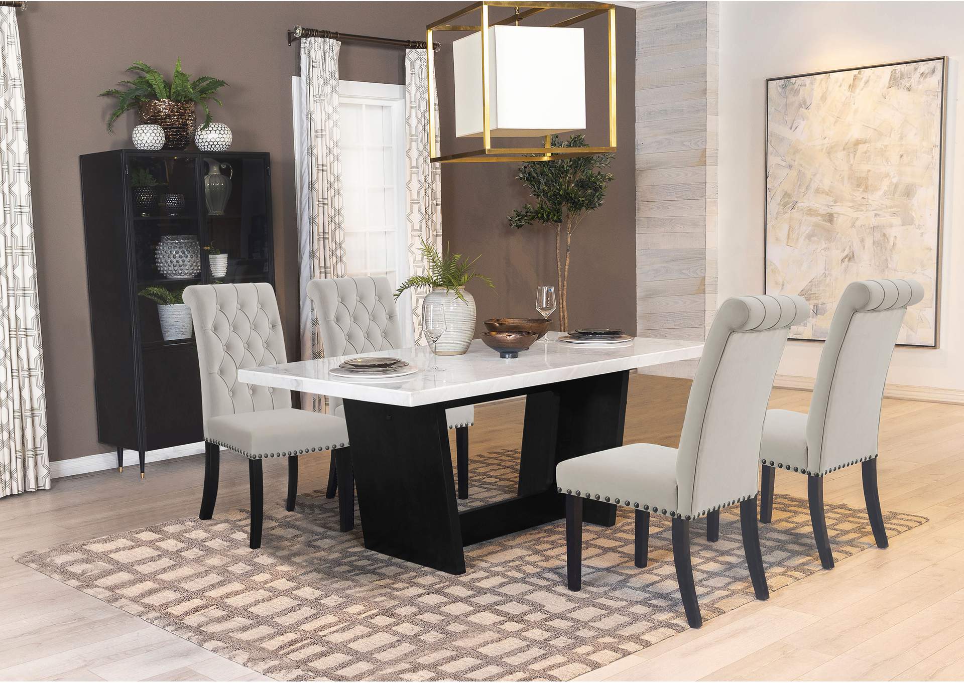 Osborne 5-piece Rectangular Marble Top Dining Set Sand and White,Coaster Furniture