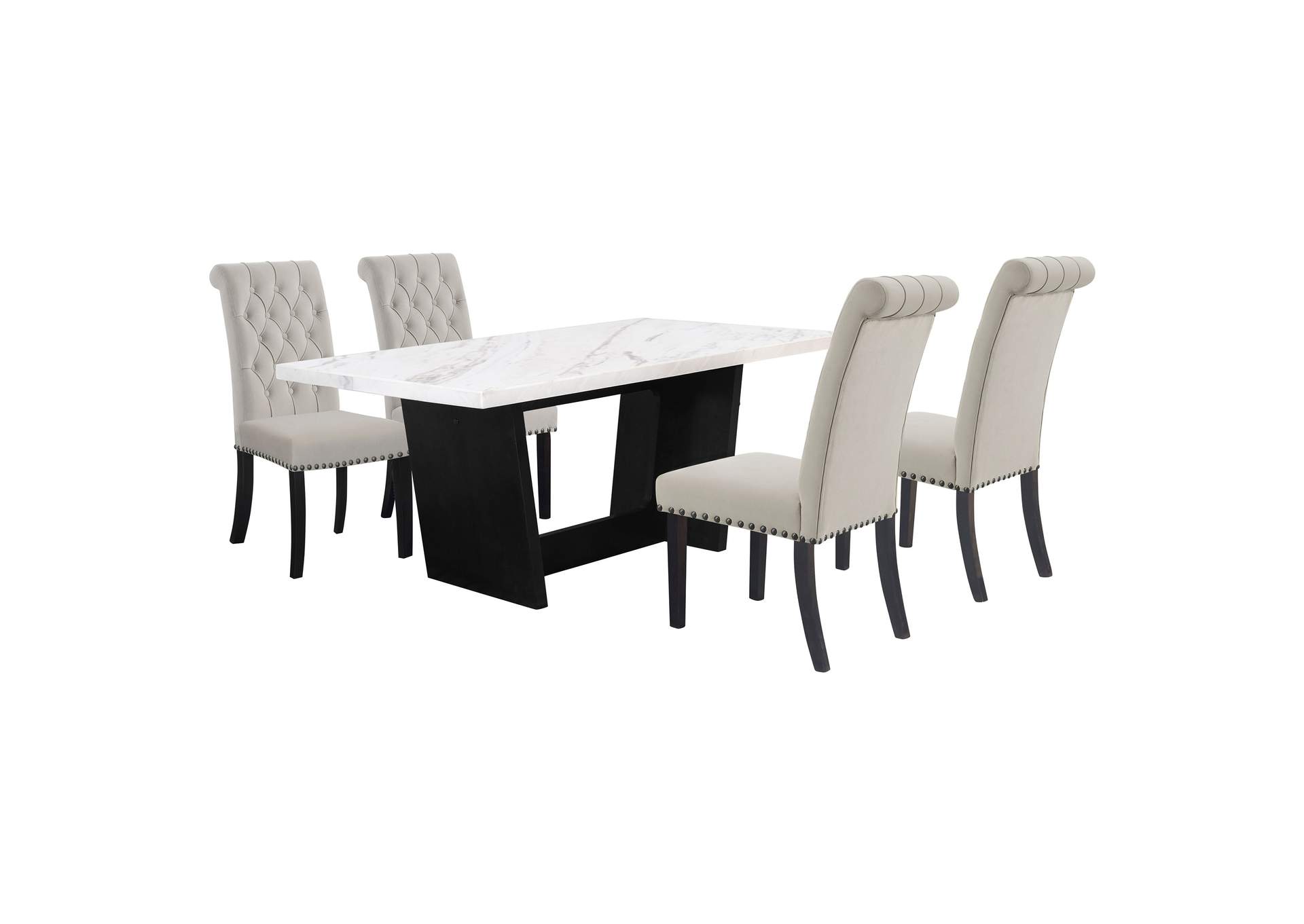 Osborne 5-piece Rectangular Marble Top Dining Set Sand and White,Coaster Furniture